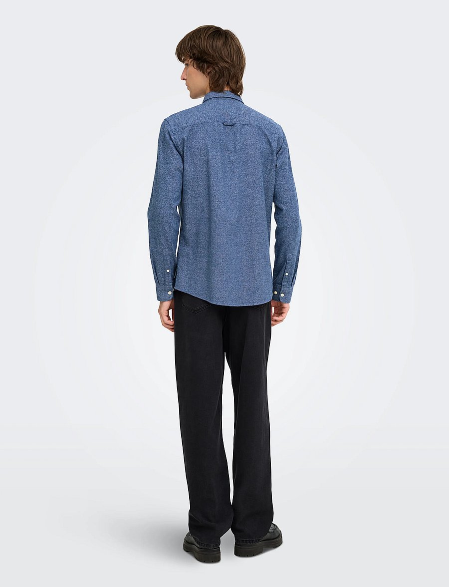 ONLY & SONS - ONSNIKO LS MELANGE SHIRT - vabaajasärgid - dress blues - 3
