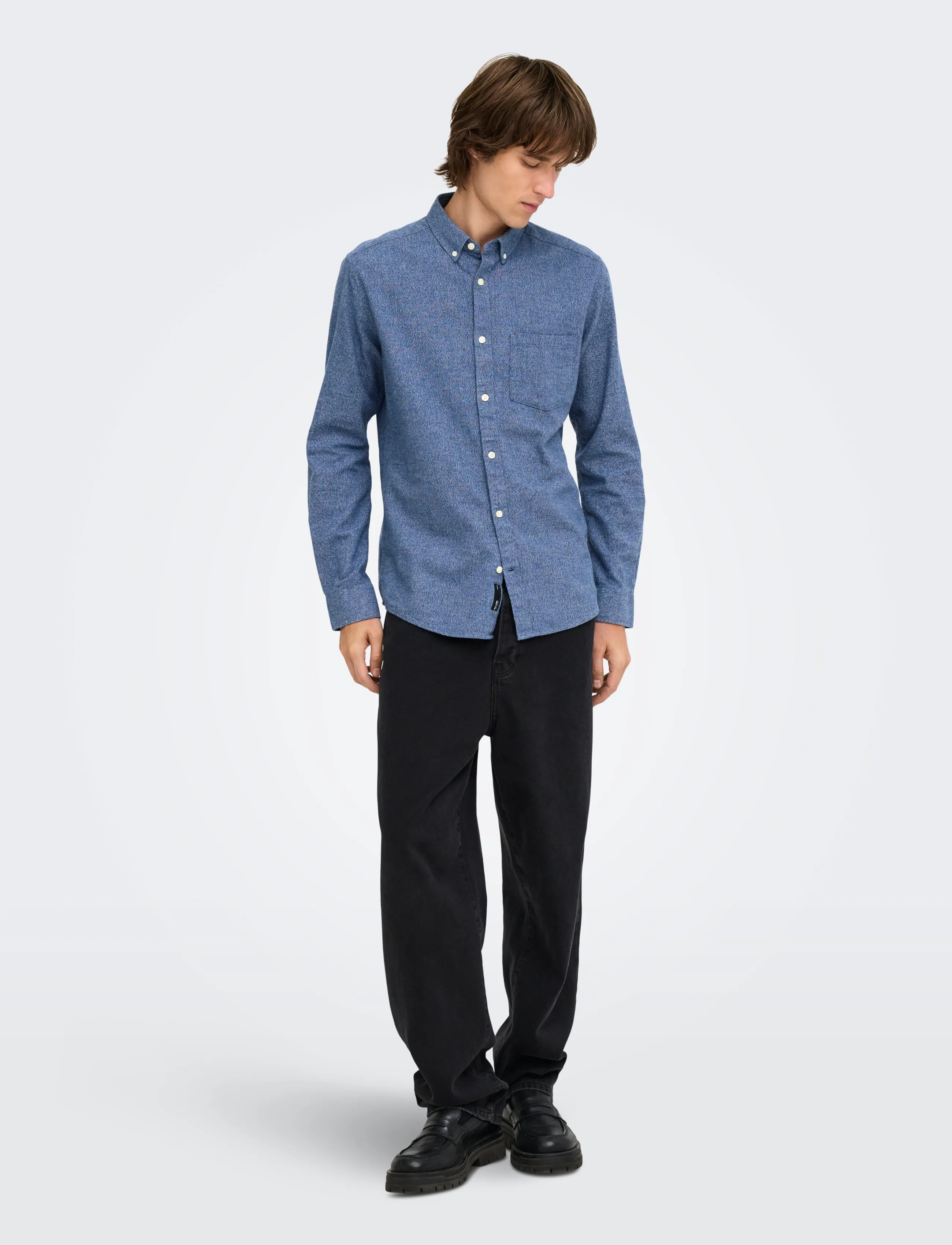 ONLY & SONS - ONSNIKO LS MELANGE SHIRT - vabaajasärgid - dress blues - 4