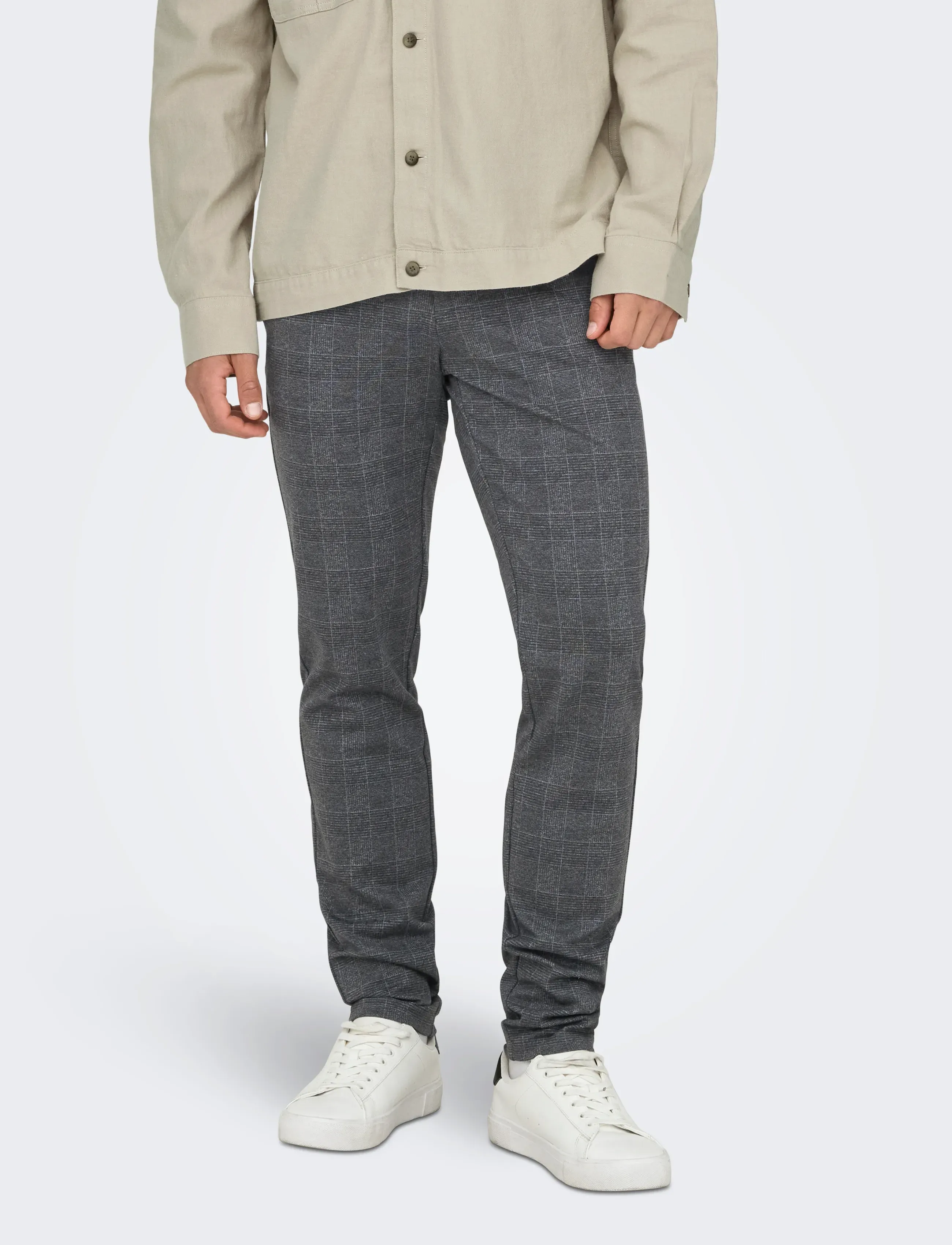 ONLY & SONS Onsmark Slim Check Pants 9887 Noos, 30 x 30, Trousers, Grau - Formal, Männerswear