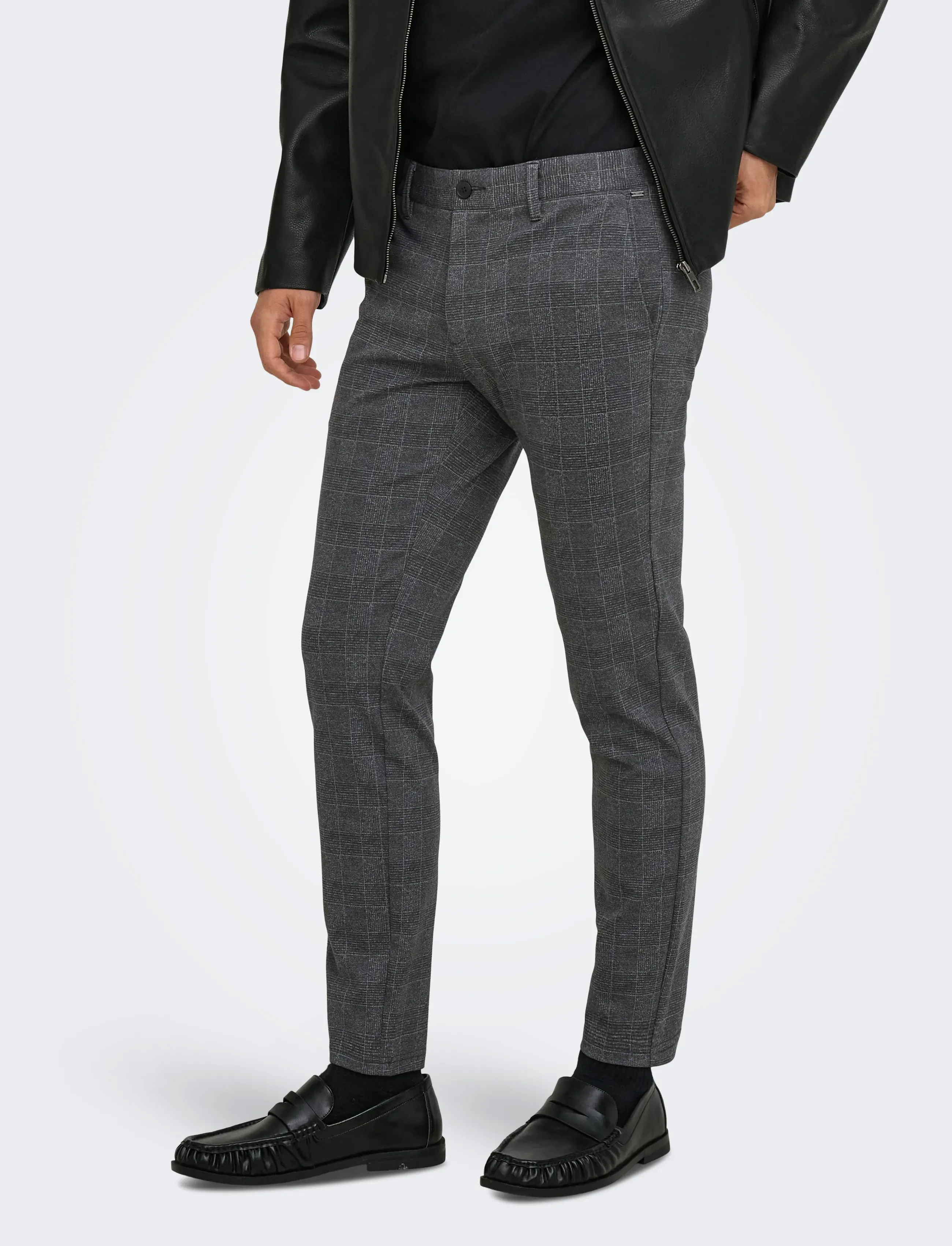 ONLY & SONS ONSMARK SLIM CHECK PANTS 9887 NOOS - Kollektsioonid - BLACK / grey