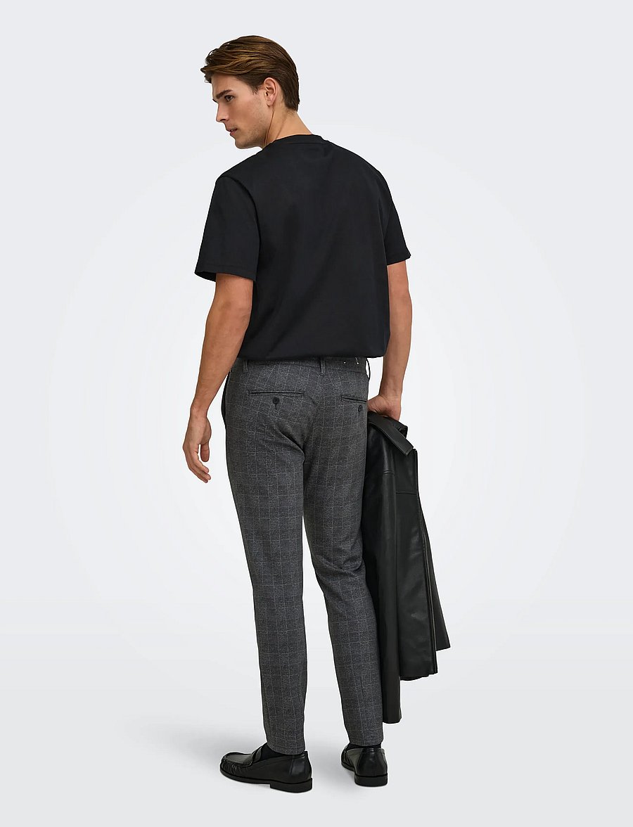 ONLY & SONS - ONSMARK SLIM CHECK PANTS 9887 NOOS - kostymbyxor - black - 3