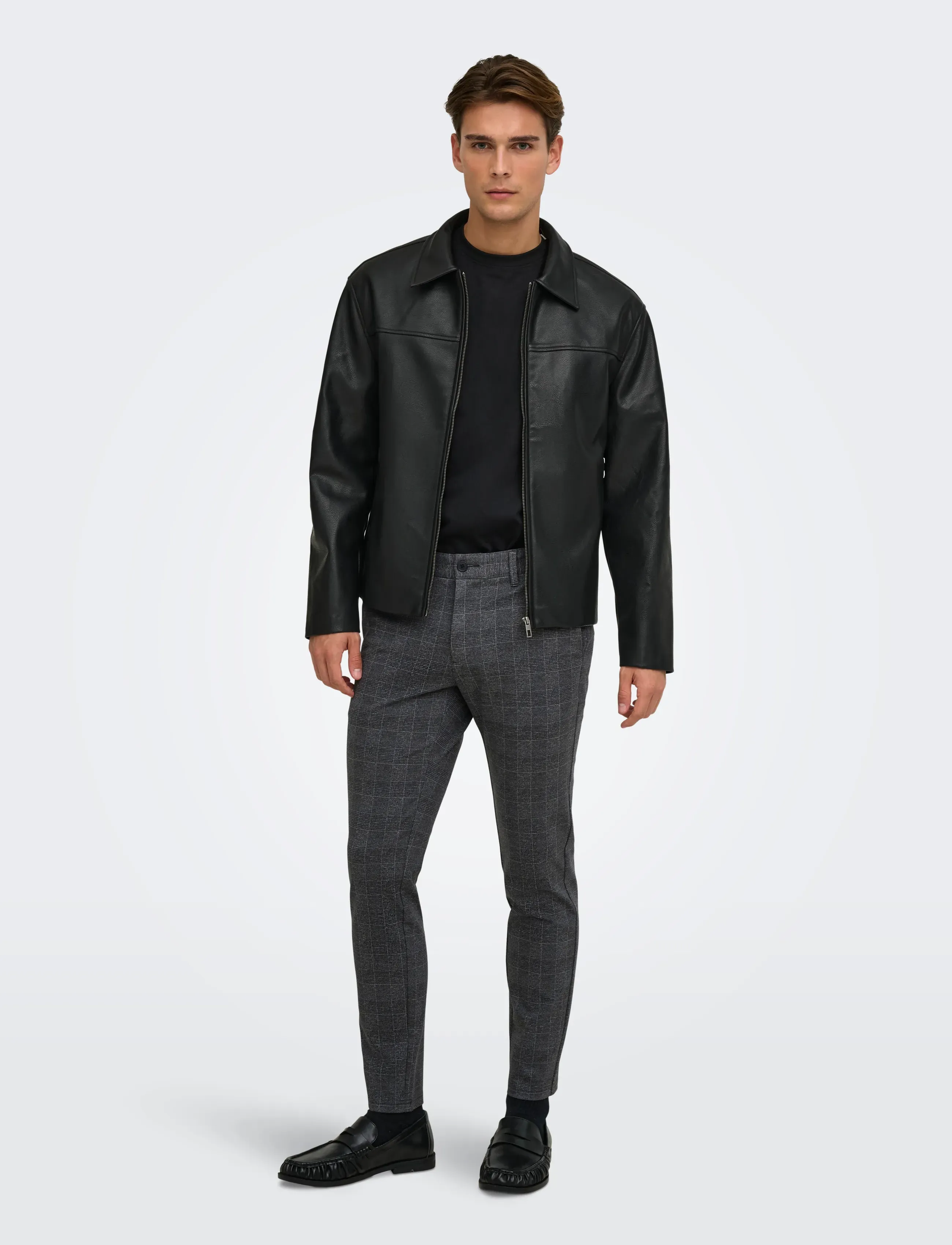 ONLY & SONS - ONSMARK SLIM CHECK PANTS 9887 NOOS - kostymbyxor - black - 4