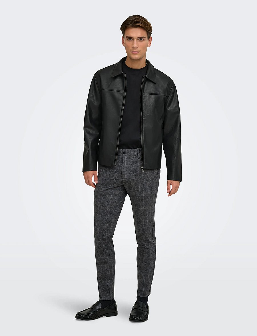 ONLY & SONS - ONSMARK SLIM CHECK PANTS 9887 NOOS - kostymbyxor - black - 4