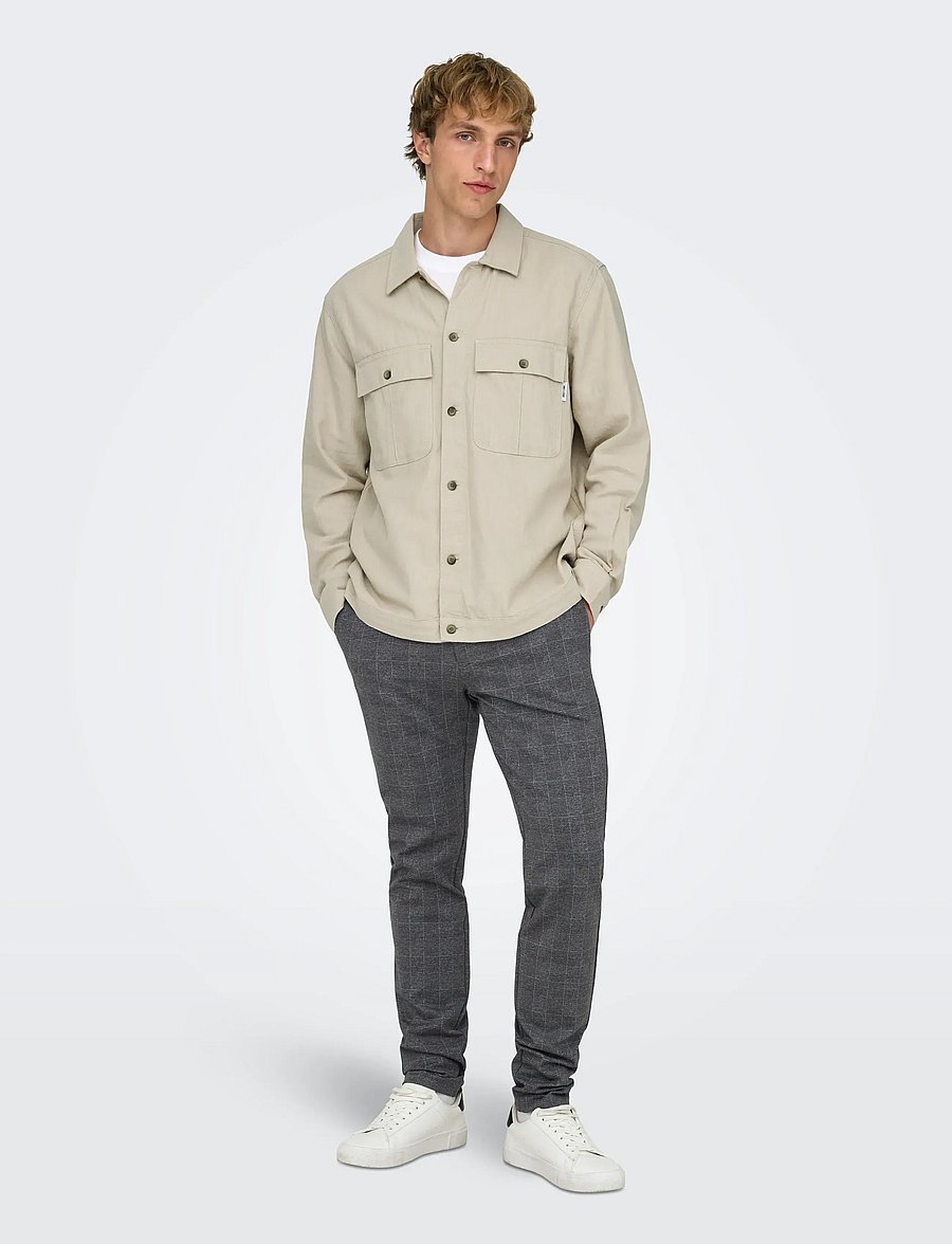ONLY & SONS - ONSMARK SLIM CHECK PANTS 9887 NOOS - Ülikonnapüksid - black - 4