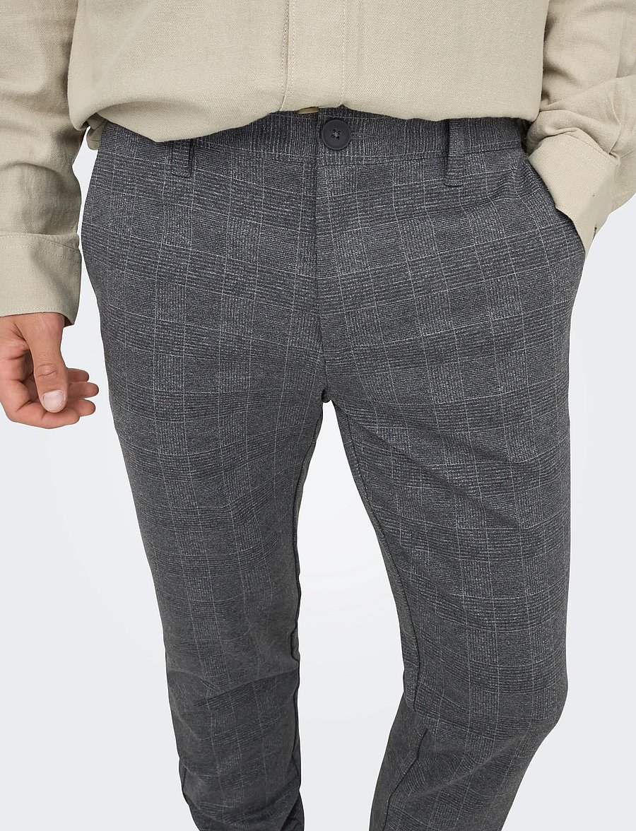 ONLY & SONS - ONSMARK SLIM CHECK PANTS 9887 NOOS - Ülikonnapüksid - black - 5