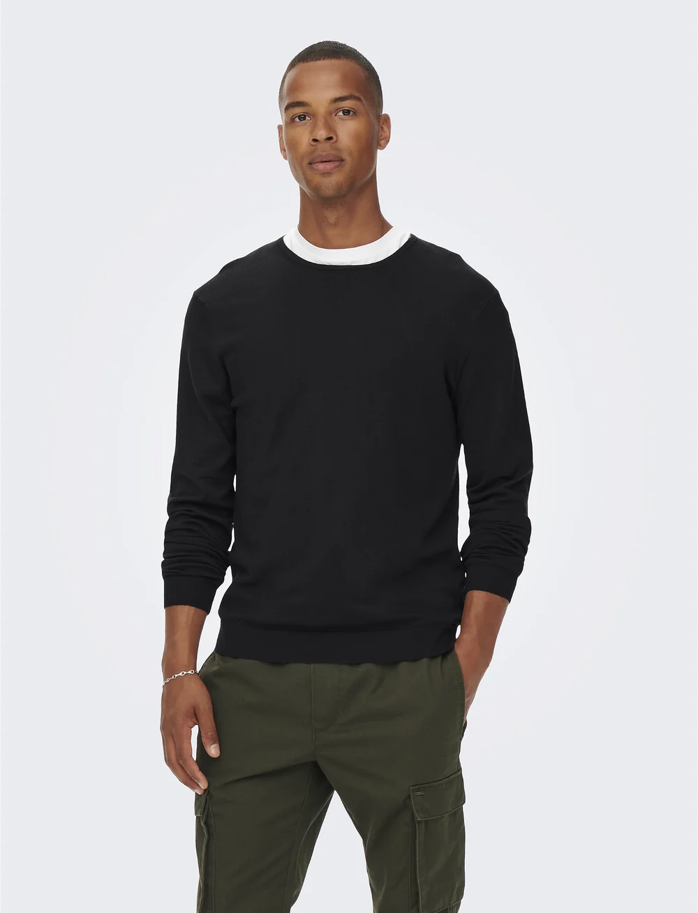 ONLY & SONS - ONSWYLER LIFE REG 14 LS CREW KNIT NOOS - pulls col rond - black - 0