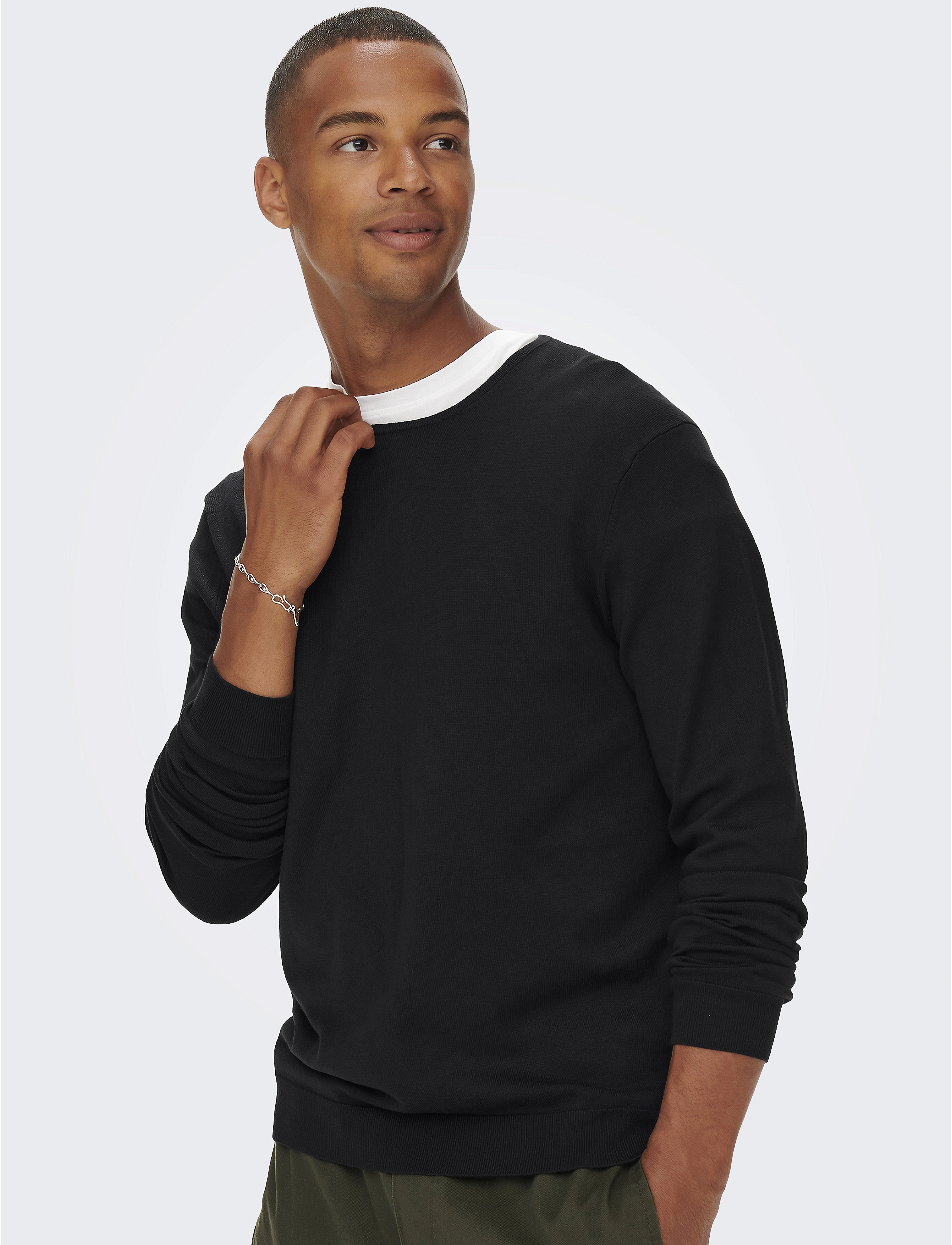 ONLY & SONS - ONSWYLER LIFE REG 14 LS CREW KNIT NOOS - rund hals - black - 5