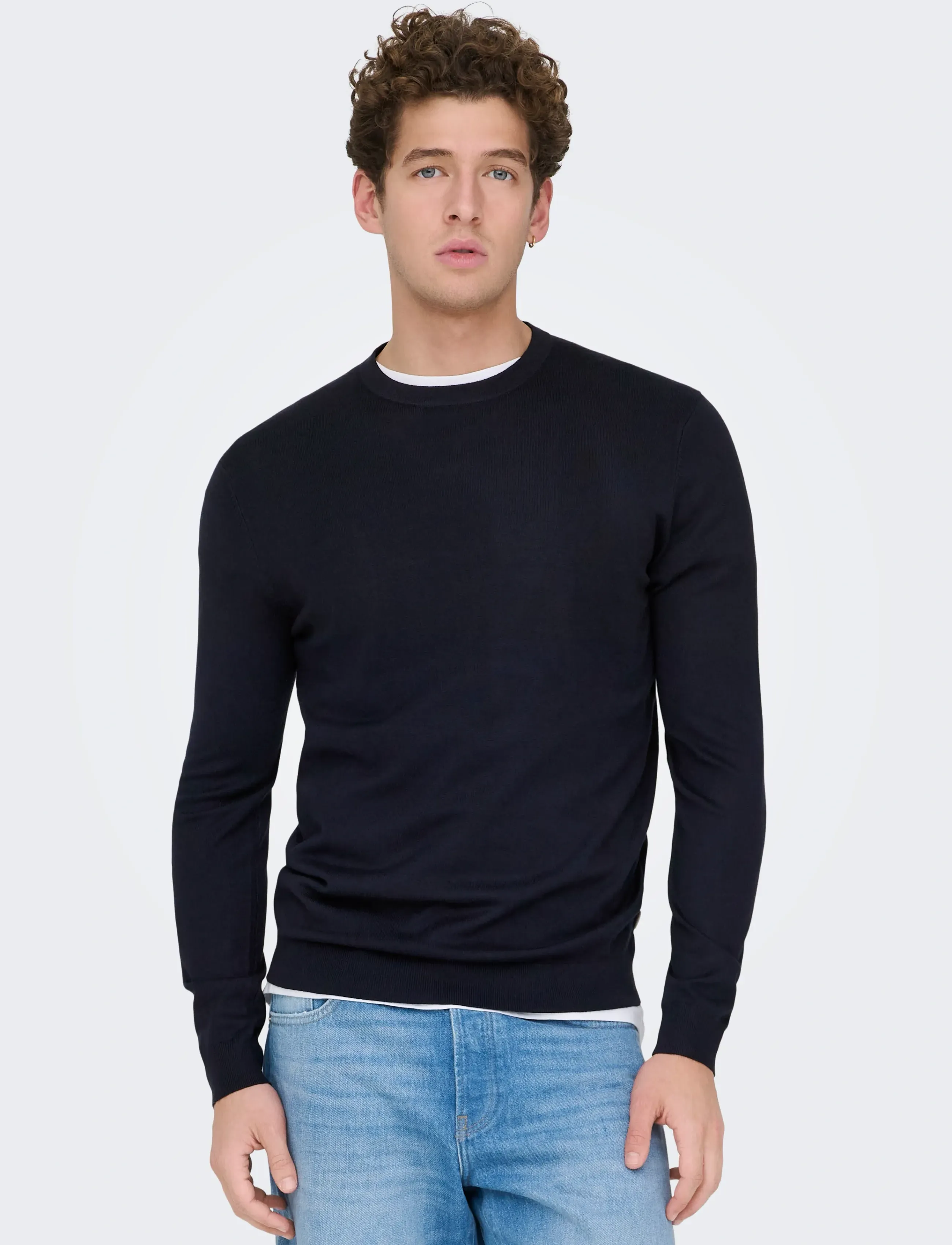 ONLY & SONS - ONSWYLER LIFE REG 14 LS CREW KNIT NOOS - megztiniai su apvalia apykakle - dark navy - 4