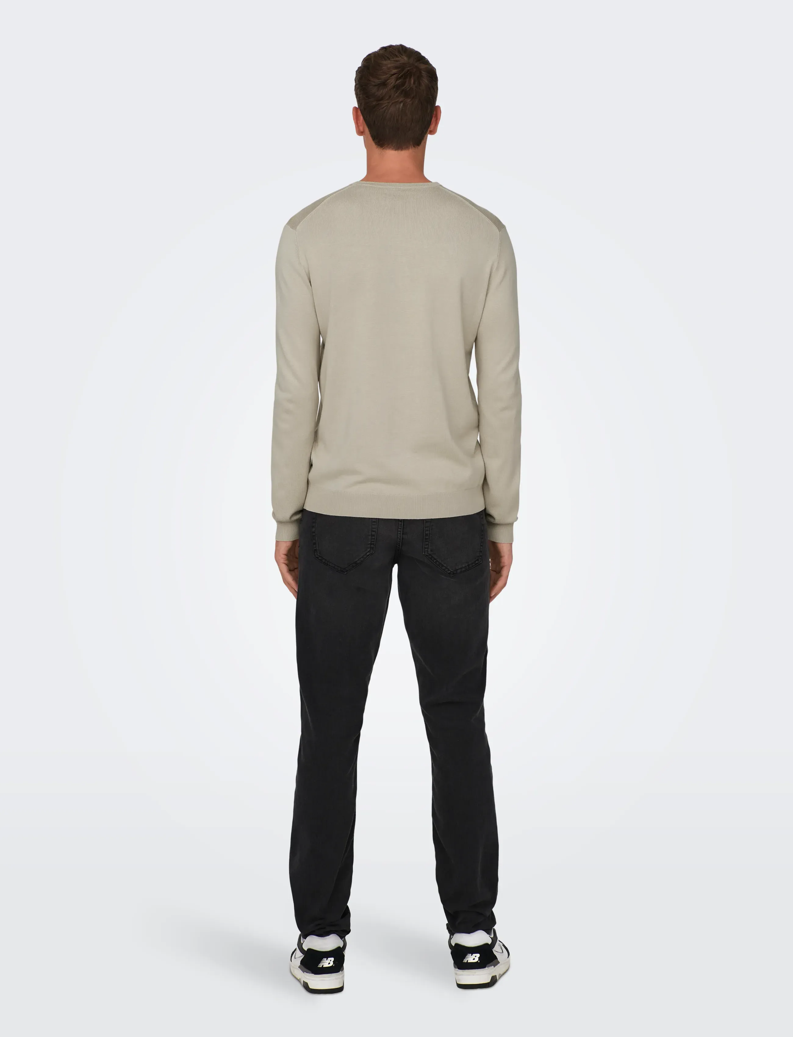 ONLY & SONS - ONSWYLER REG 14 LS CREW KNIT NOOS - rund hals - silver lining - 3