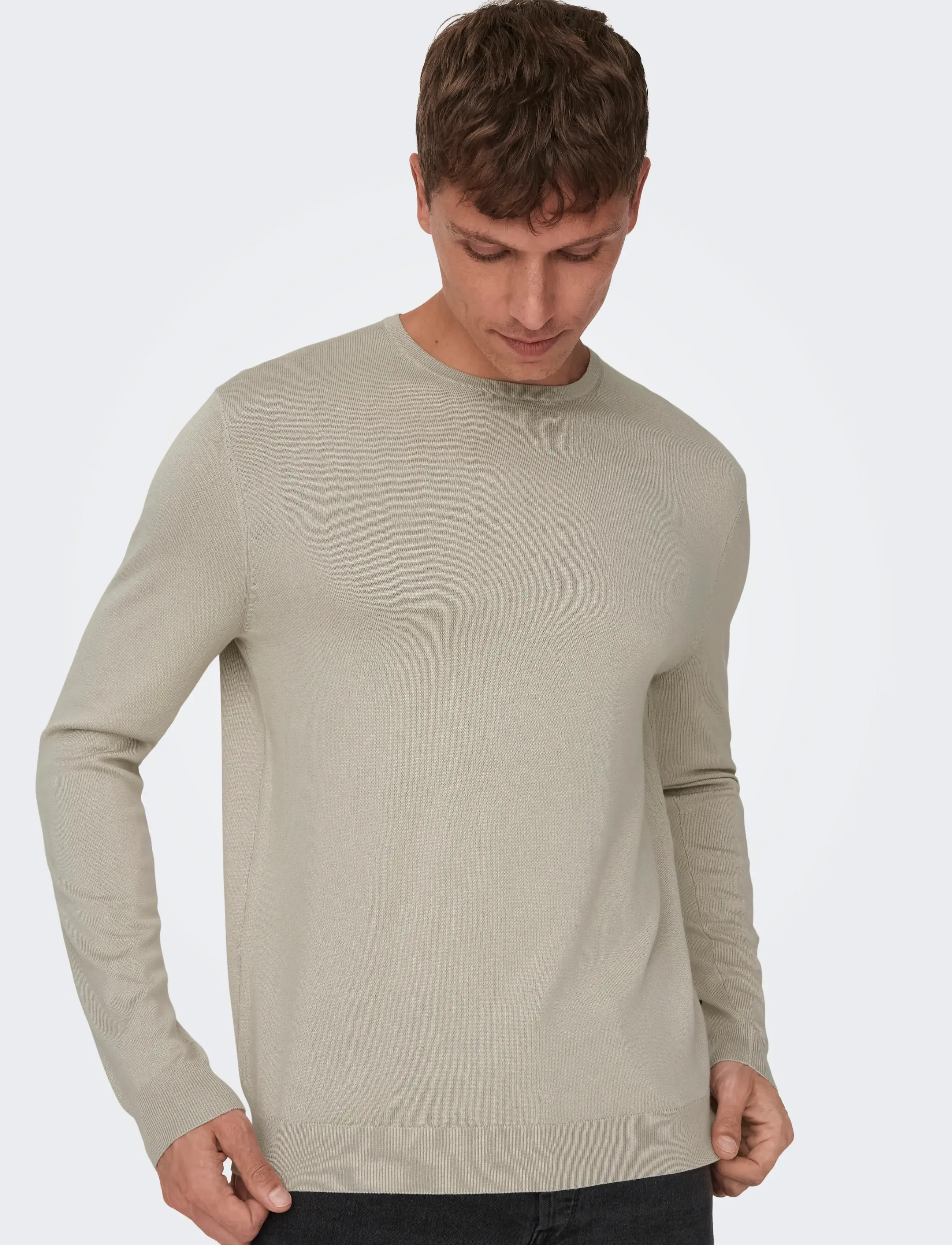 ONLY & SONS - ONSWYLER REG 14 LS CREW KNIT NOOS - rund hals - silver lining - 4