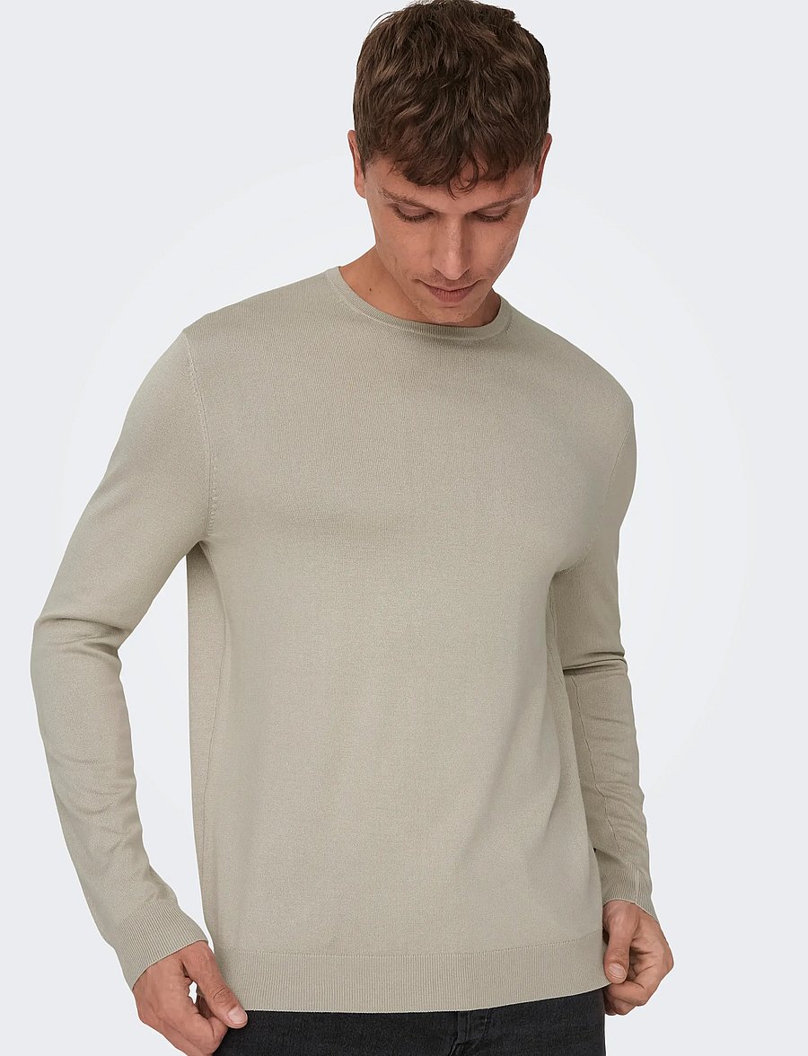 ONLY & SONS - ONSWYLER REG 14 LS CREW KNIT NOOS - rundhals - silver lining - 4