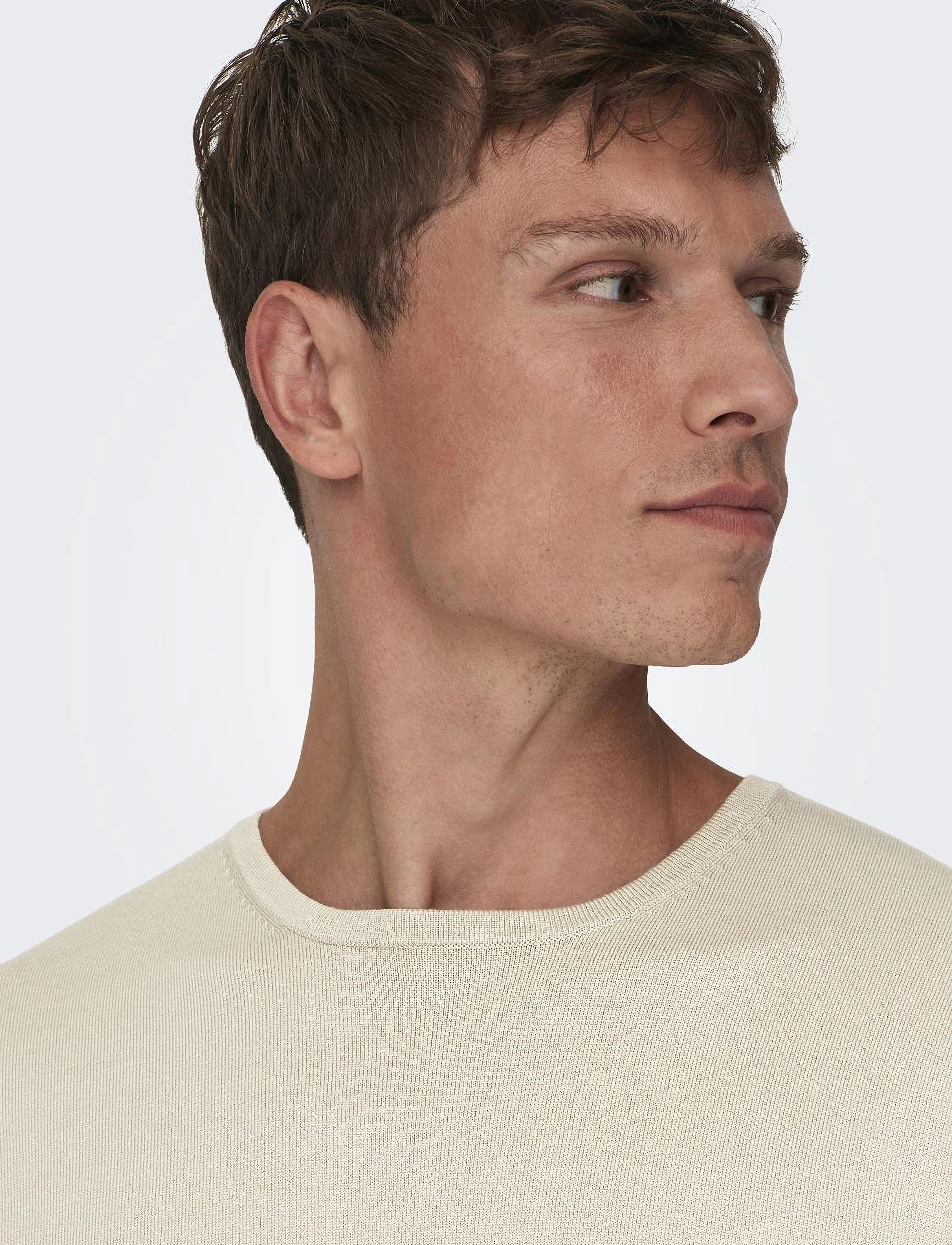 ONLY & SONS - ONSWYLER REG 14 LS CREW KNIT NOOS - rund hals - silver lining - 5