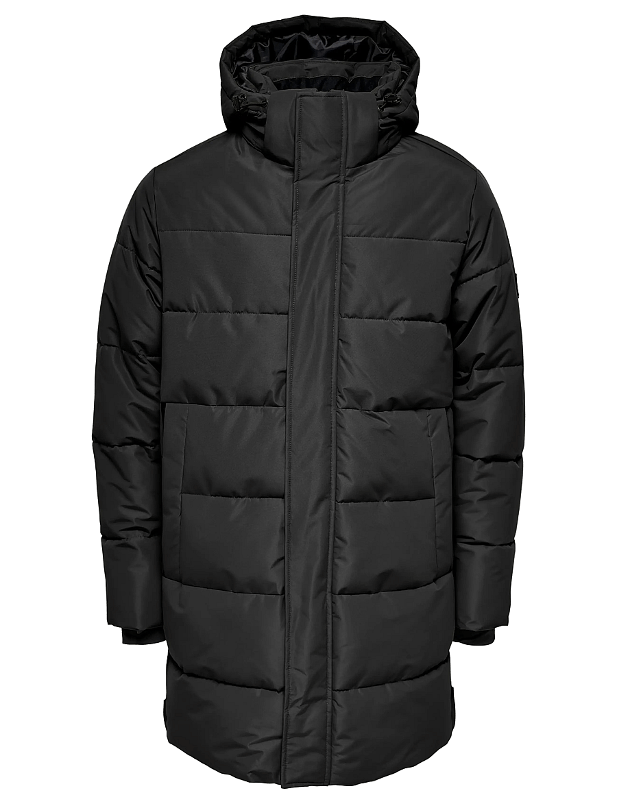 ONLY & SONS - ONSCARL LIFE LONG QUILTED COAT OTW NOOS - daunenjacken - black - 1