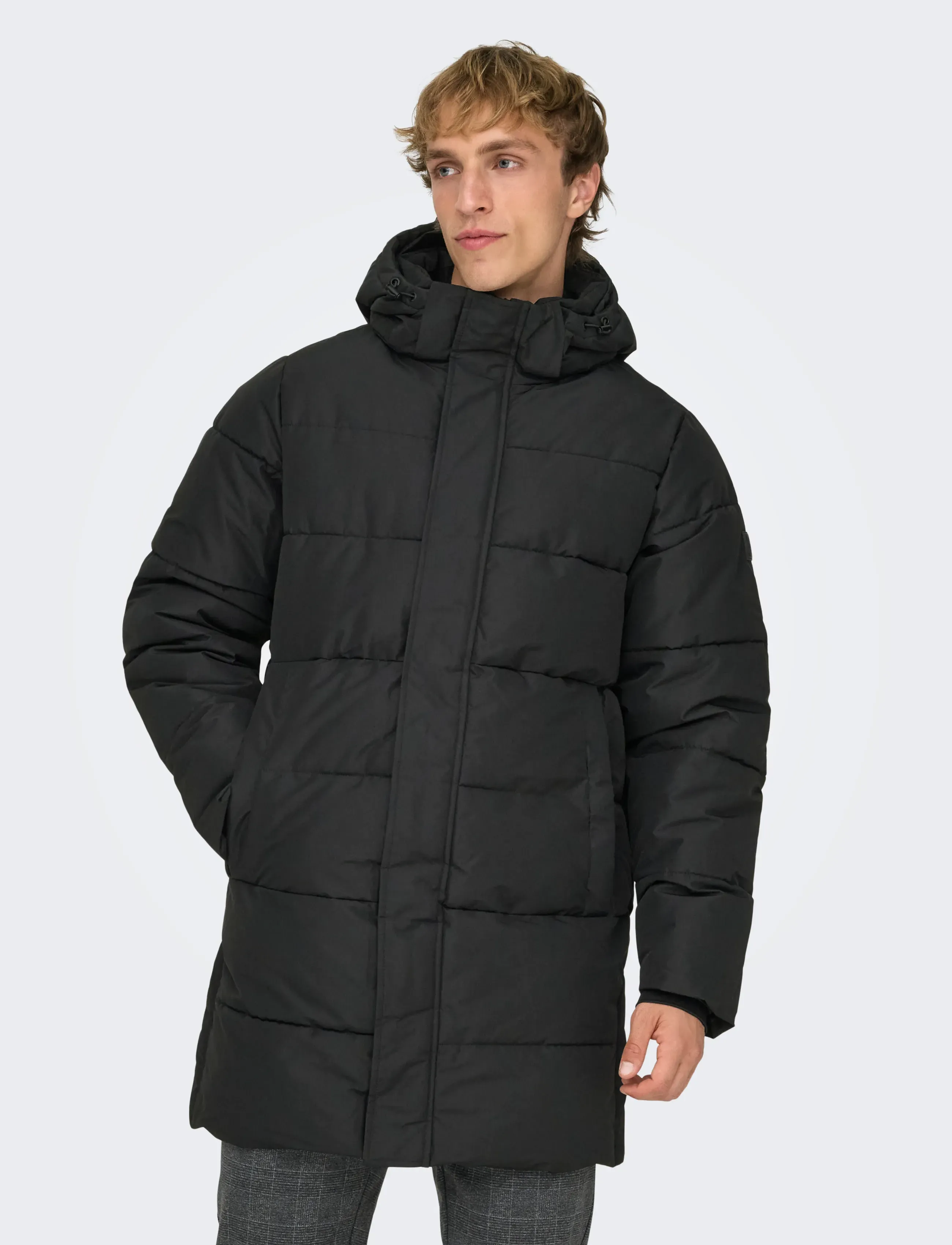 ONLY & SONS ONSCARL LIFE LONG QUILTED COAT OTW NOOS - ONLY & SONS - BLACK / black