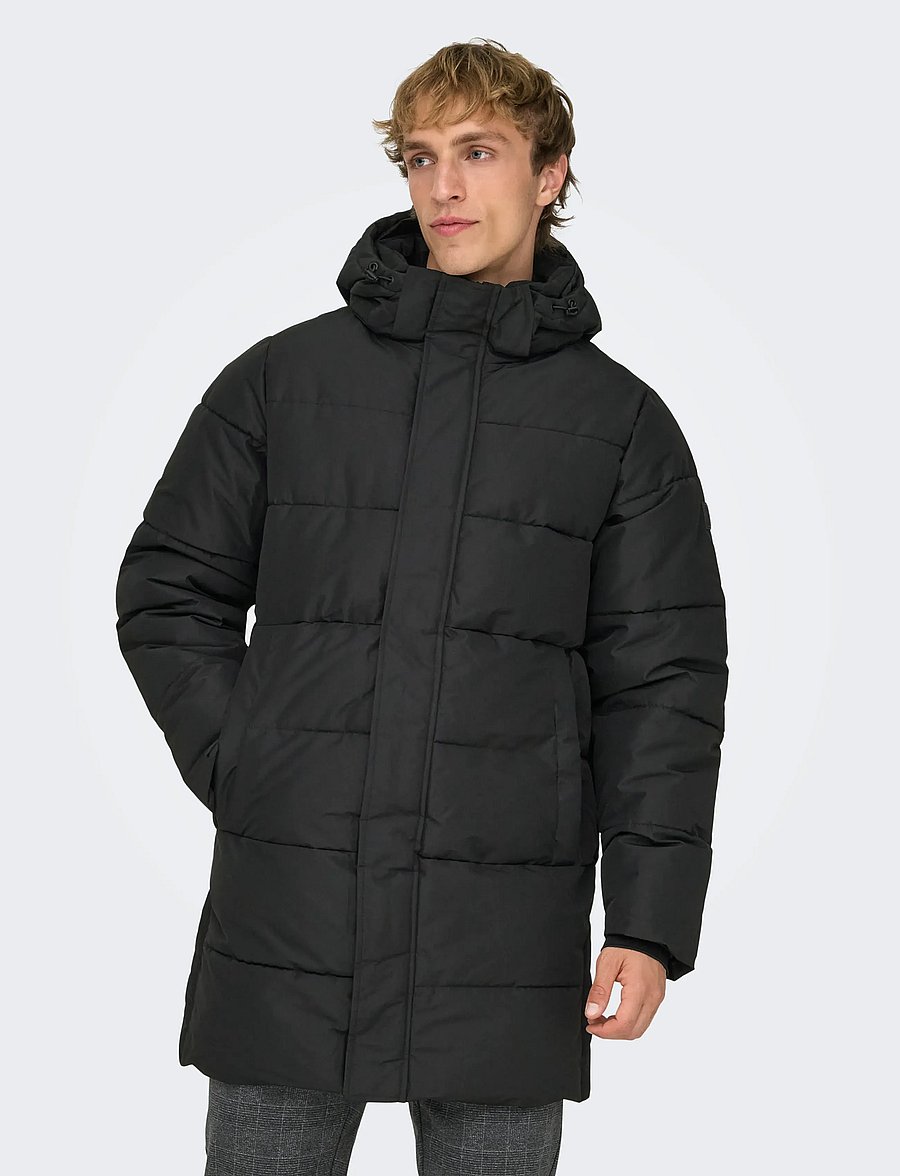 ONLY & SONS - ONSCARL LIFE LONG QUILTED COAT OTW NOOS - daunenjacken - black - 0