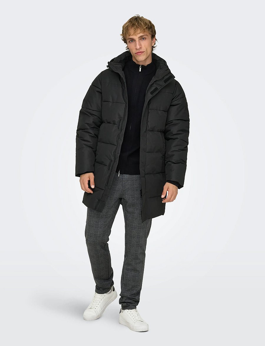 ONLY & SONS - ONSCARL LIFE LONG QUILTED COAT OTW NOOS - daunenjacken - black - 4