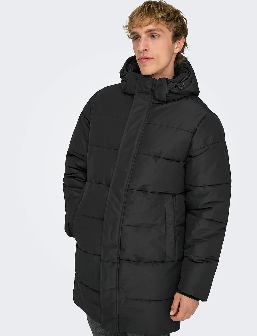 ONLY & SONS - ONSCARL LIFE LONG QUILTED COAT OTW NOOS - daunenjacken - black - 5