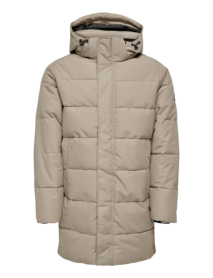 ONLY & SONS - ONSCARL LIFE LONG QUILTED COAT OTW NOOS - daunenjacken - desert taupe - 1