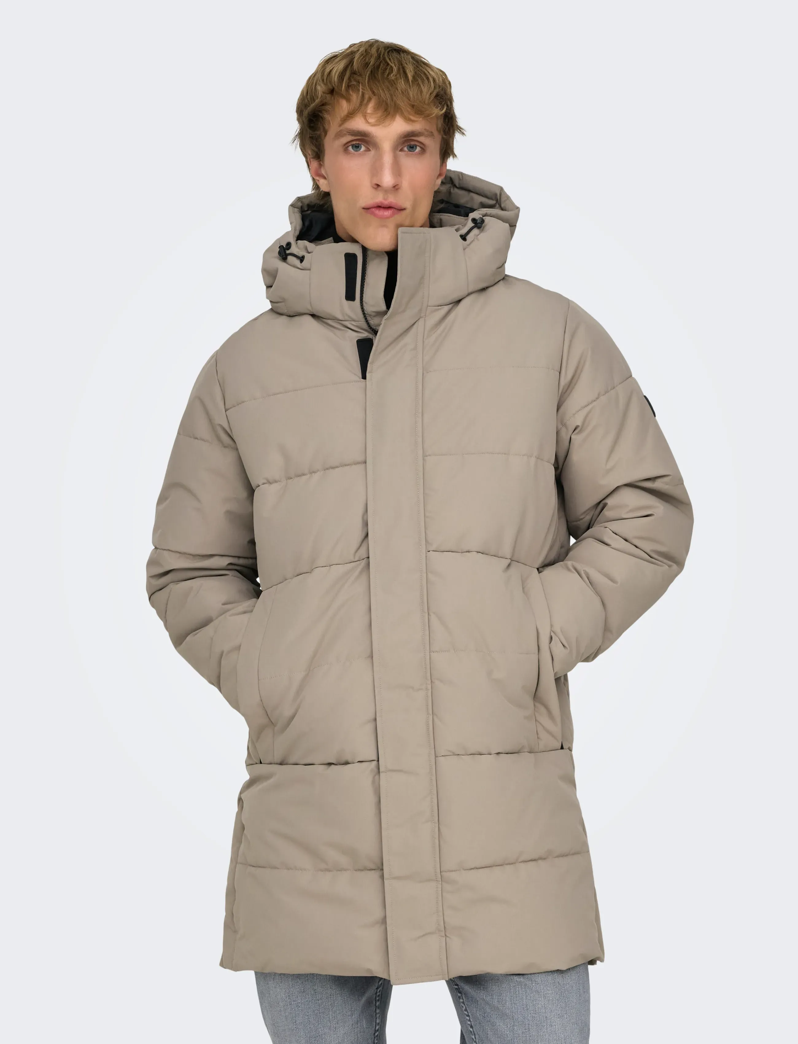 ONLY & SONS ONSCARL LIFE LONG QUILTED COAT OTW NOOS - ONLY & SONS - DESERT TAUPE / beige
