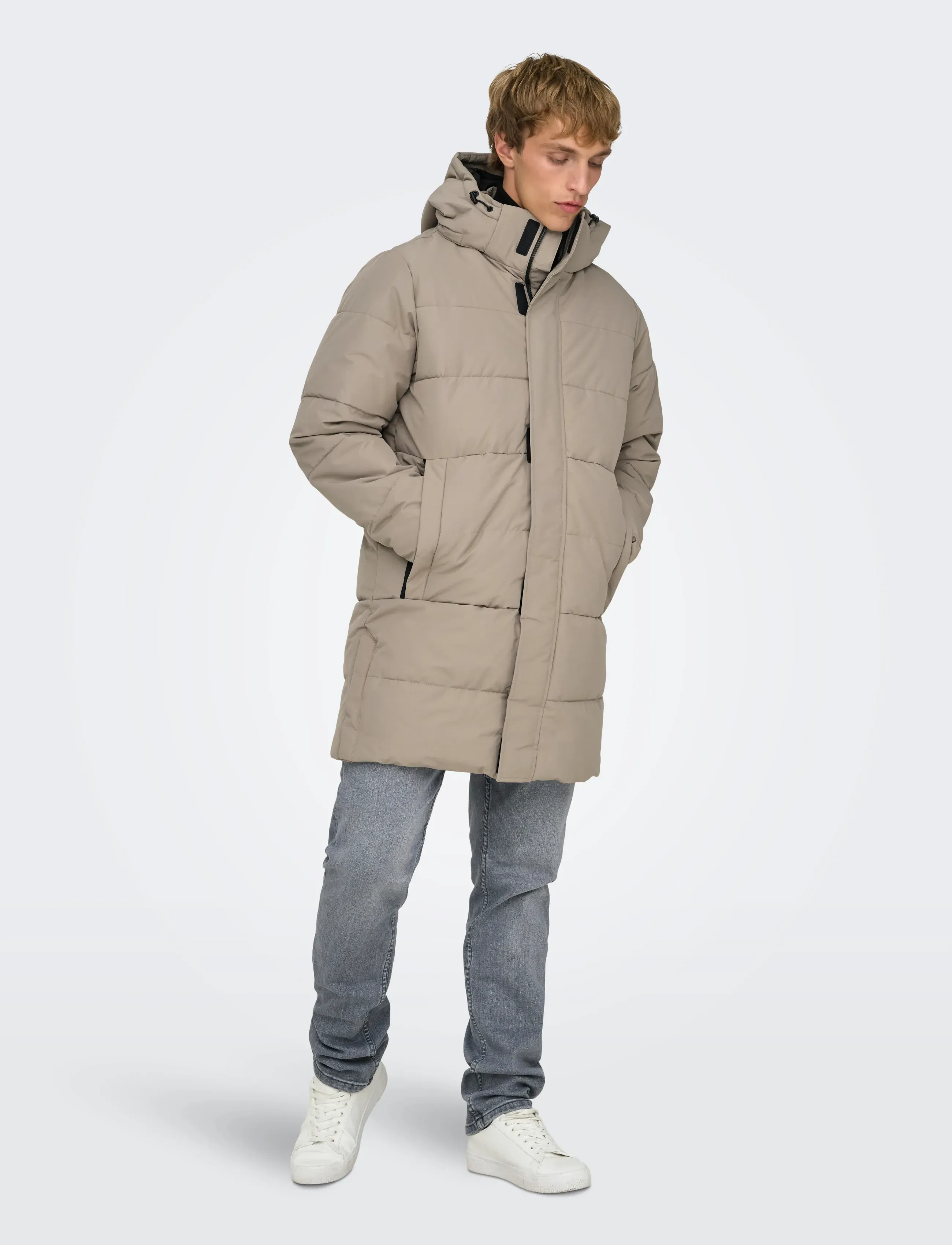 ONLY & SONS - ONSCARL LIFE LONG QUILTED COAT OTW NOOS - daunenjacken - desert taupe - 4