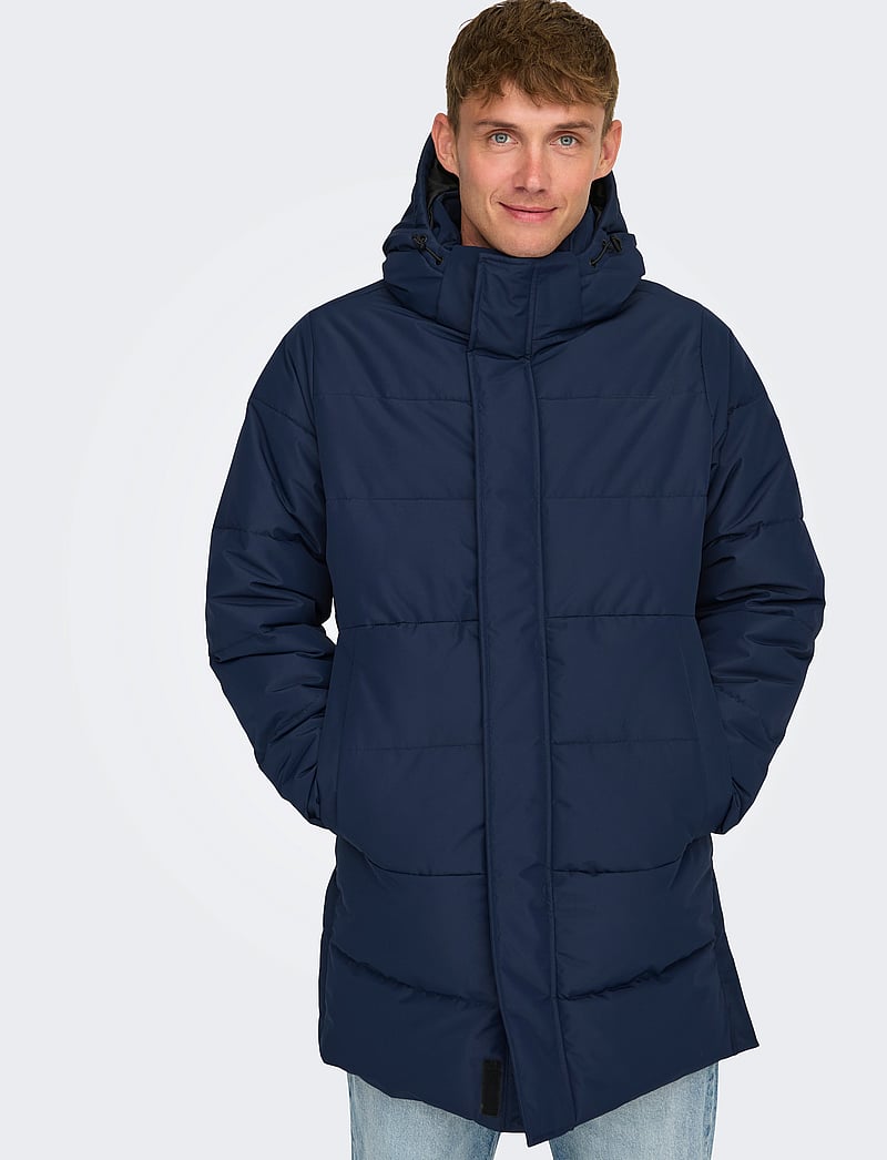 ONSCARL LIFE LONG QUILTED COAT OTW NOOS NAVY BLAZER
