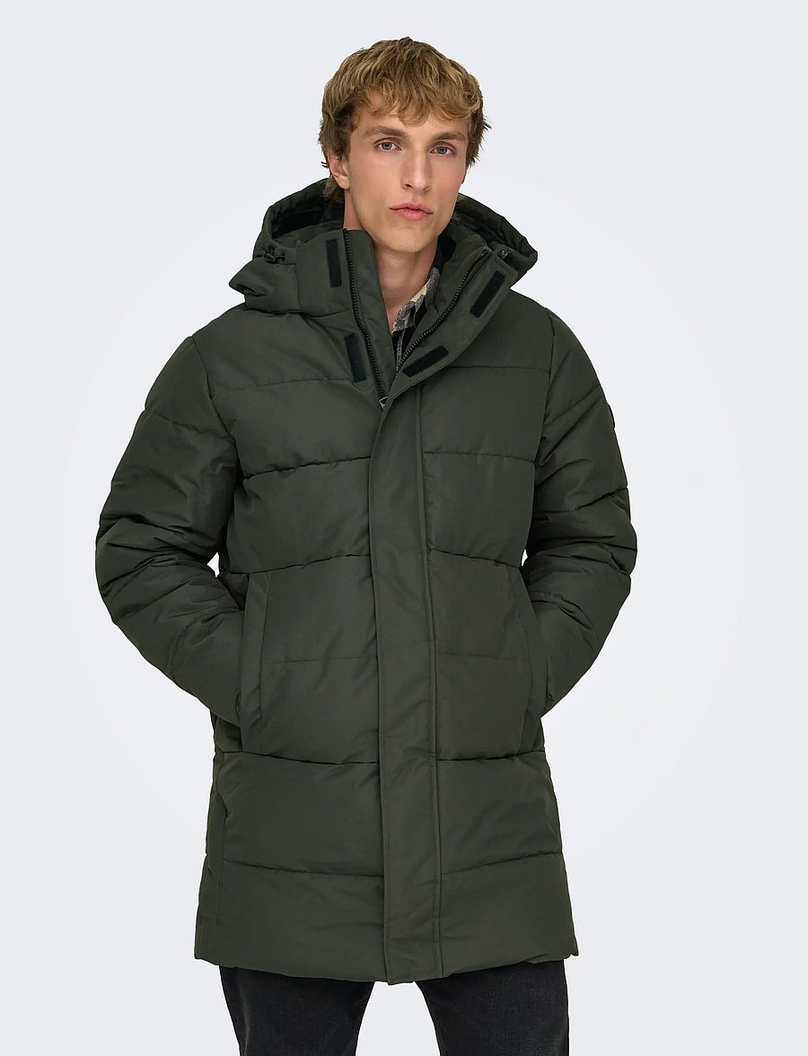 ONLY & SONS - ONSCARL LIFE LONG QUILTED COAT OTW NOOS - down jackets - peat - 0
