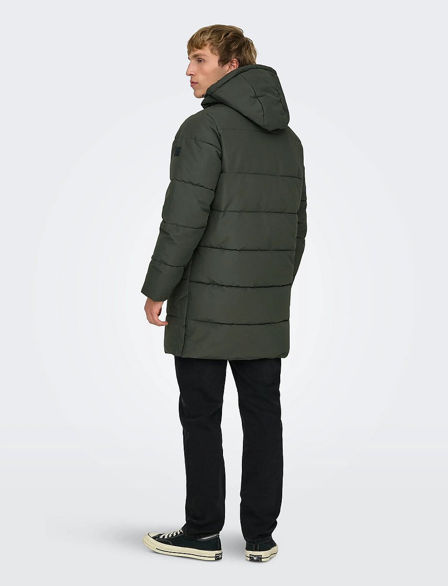 ONLY & SONS - ONSCARL LIFE LONG QUILTED COAT OTW NOOS - down jackets - peat - 3
