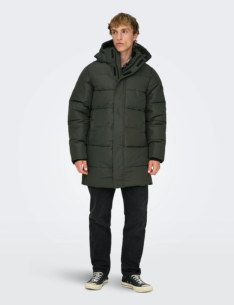 ONLY & SONS - ONSCARL LIFE LONG QUILTED COAT OTW NOOS - down jackets - peat - 4