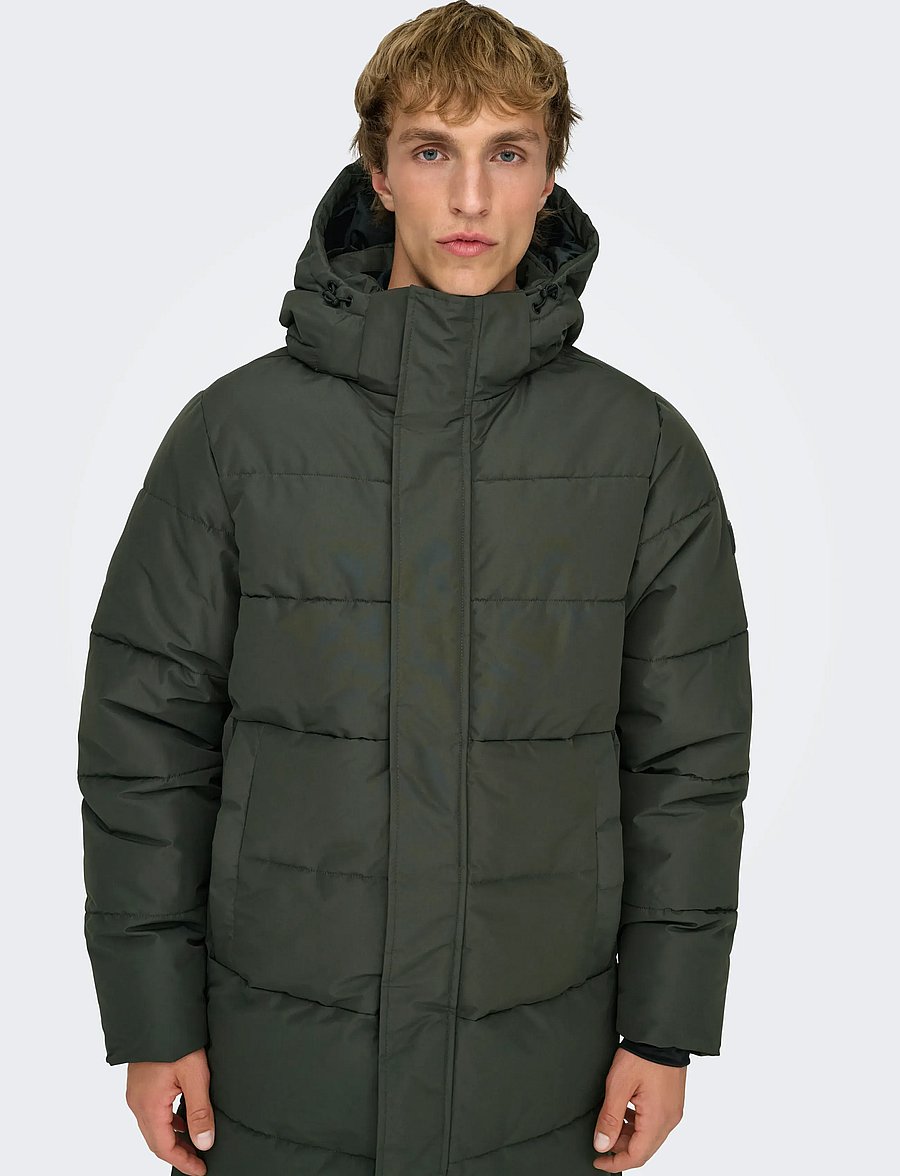ONLY & SONS - ONSCARL LIFE LONG QUILTED COAT OTW NOOS - down jackets - peat - 5