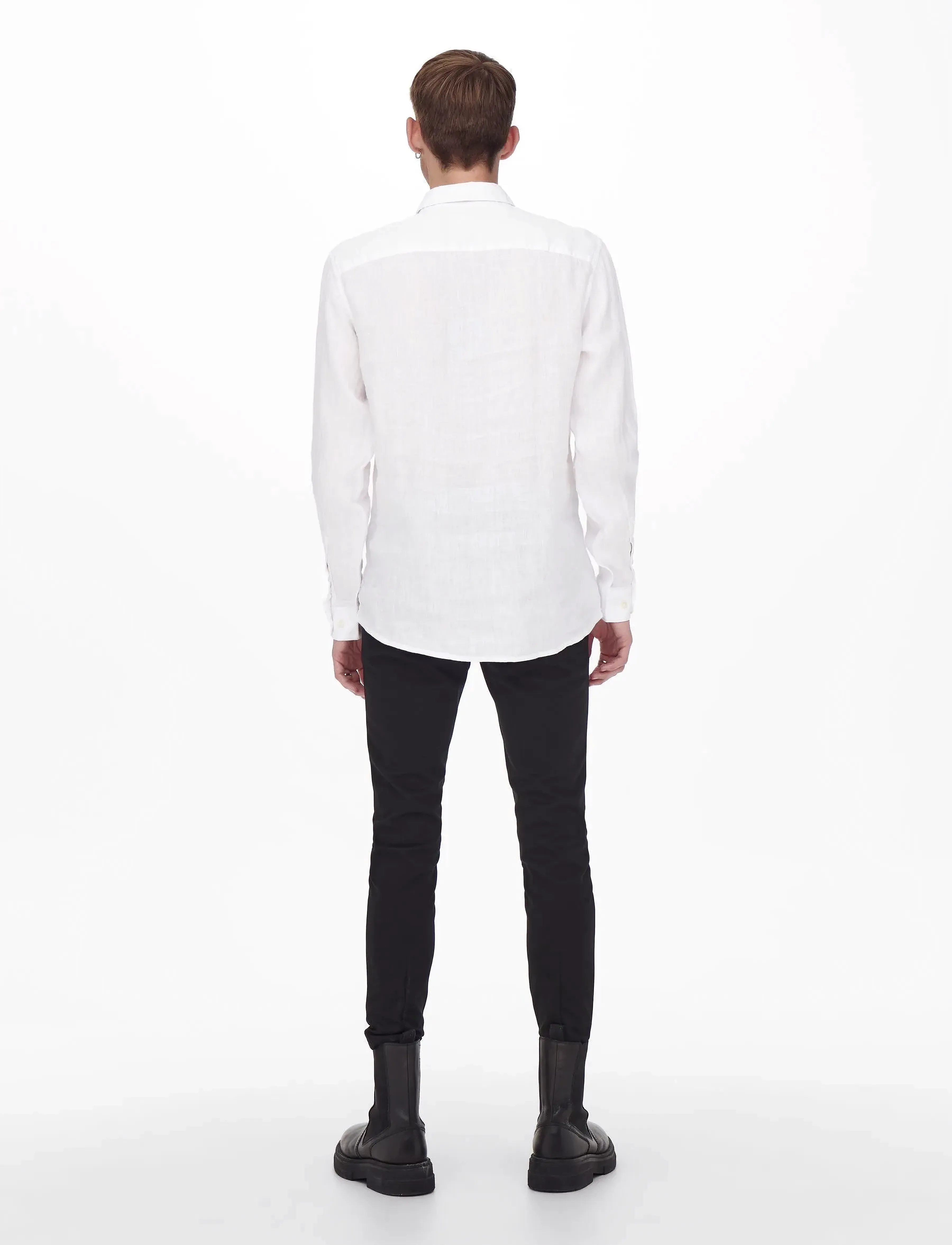 ONLY & SONS - ONSKARLO LS LINEN SHIRT - white - 4