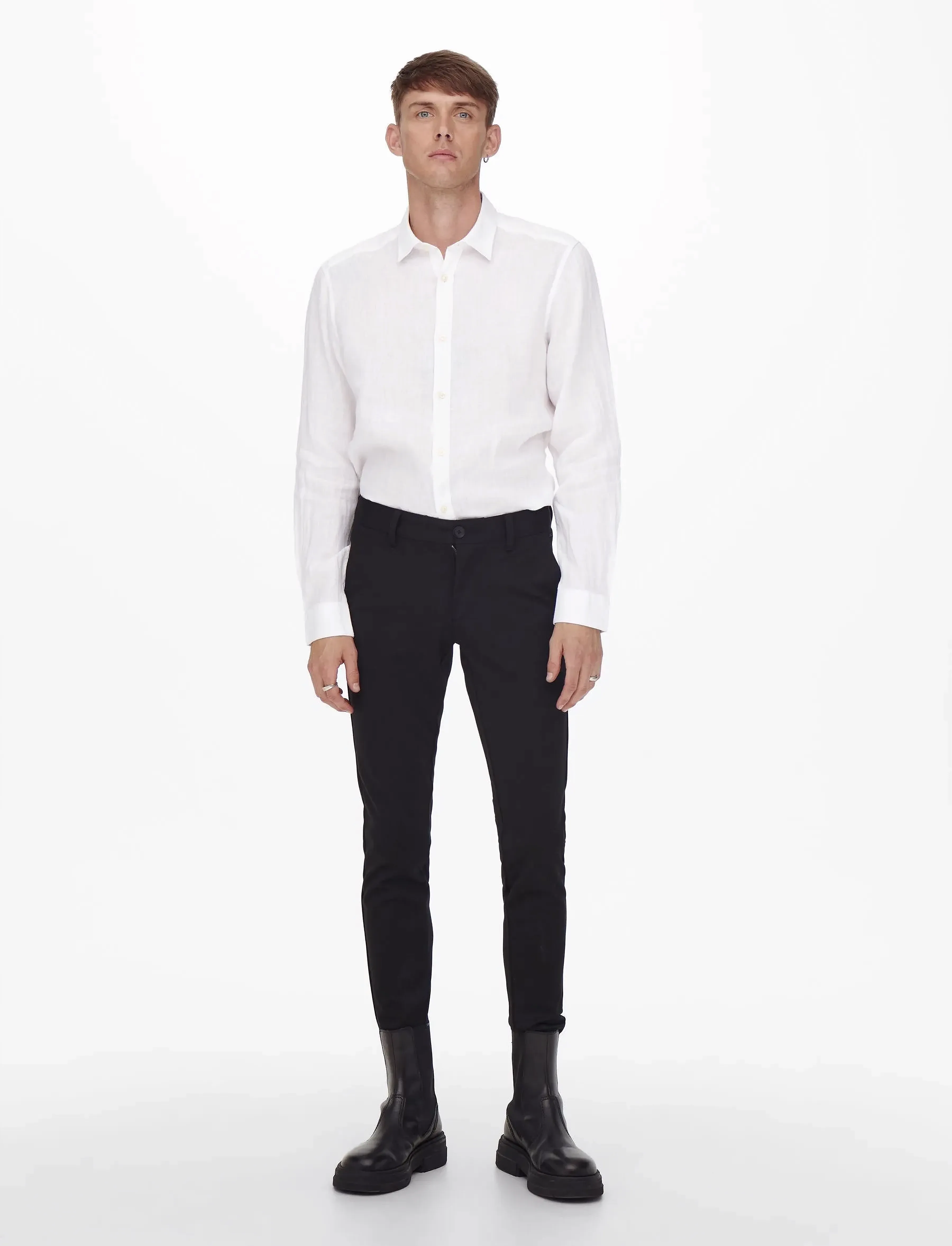ONLY & SONS - ONSKARLO LS LINEN SHIRT - white - 5