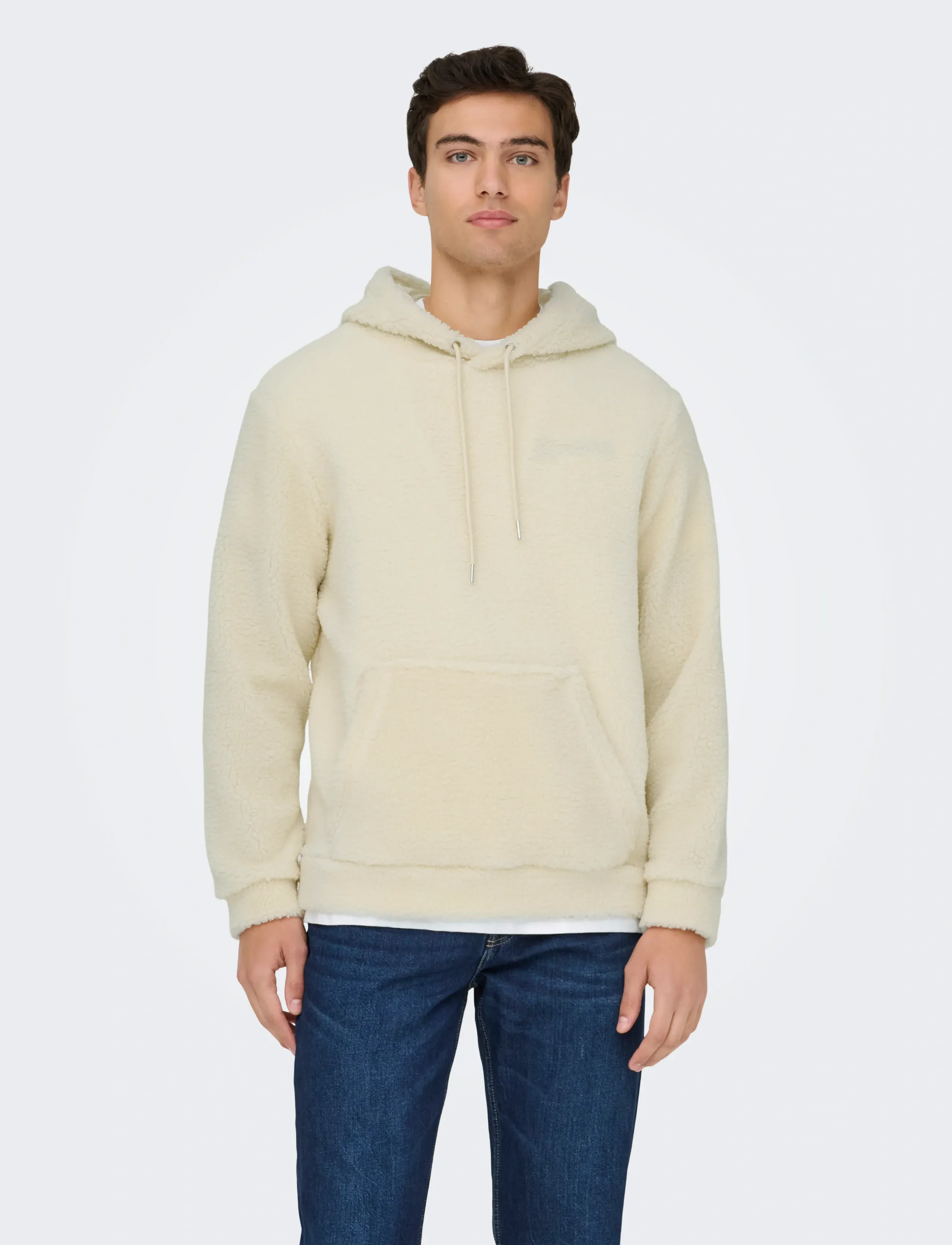 ONLY & SONS ONSREMY REG TEDDY HOODIE SWEAT - Dressipluusid - ANTIQUE WHITE / cream