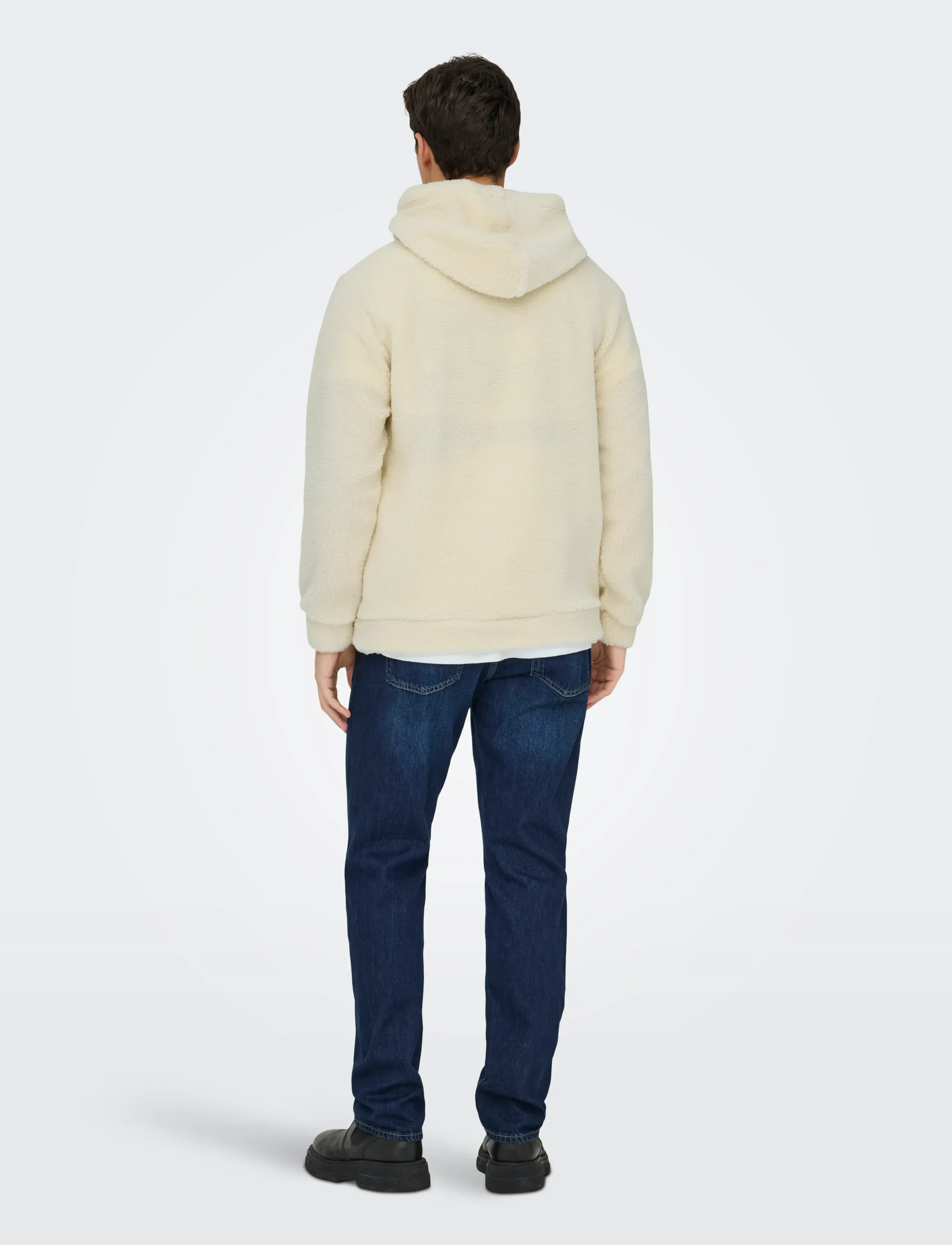 ONLY & SONS - ONSREMY REG TEDDY HOODIE SWEAT - antique white - 3