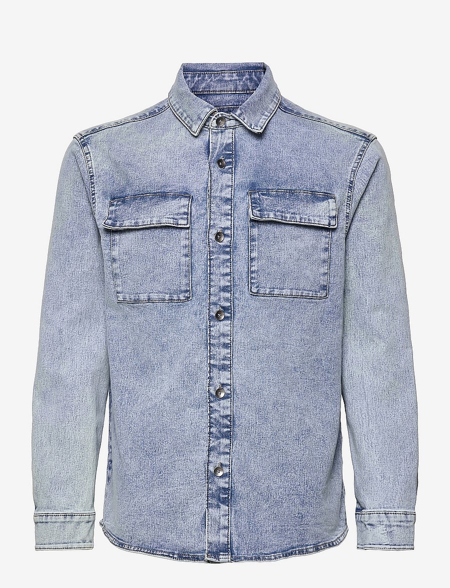 ONLY & SONS - ONSCAMON OVERSHIRT L BLUE PK 0758 - blue denim - 0