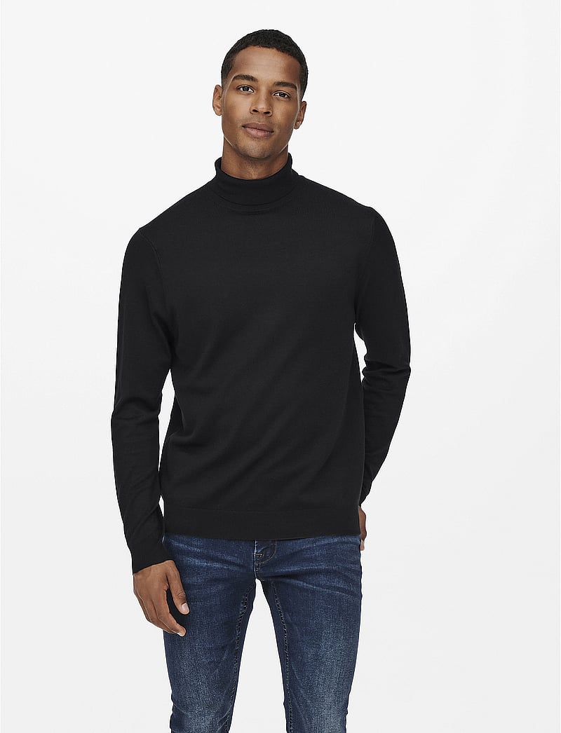 ONLY & SONS - ONSWYLER LIFE REG 14 ROLL KNIT NOOS - rollkragen - black - 0