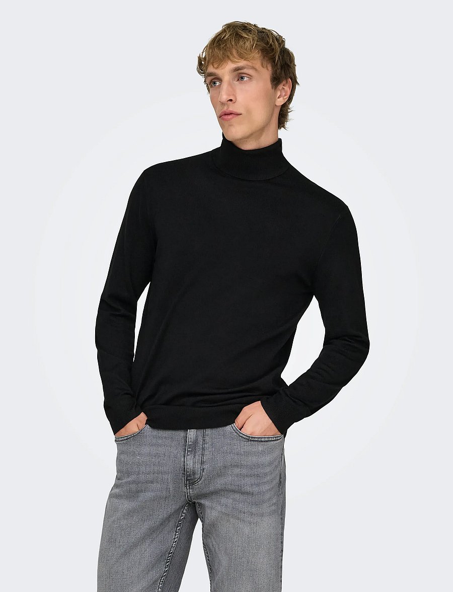 ONLY & SONS - ONSWYLER REG 14 ROLL KNIT NOOS - rollkragenpullover - black - 0