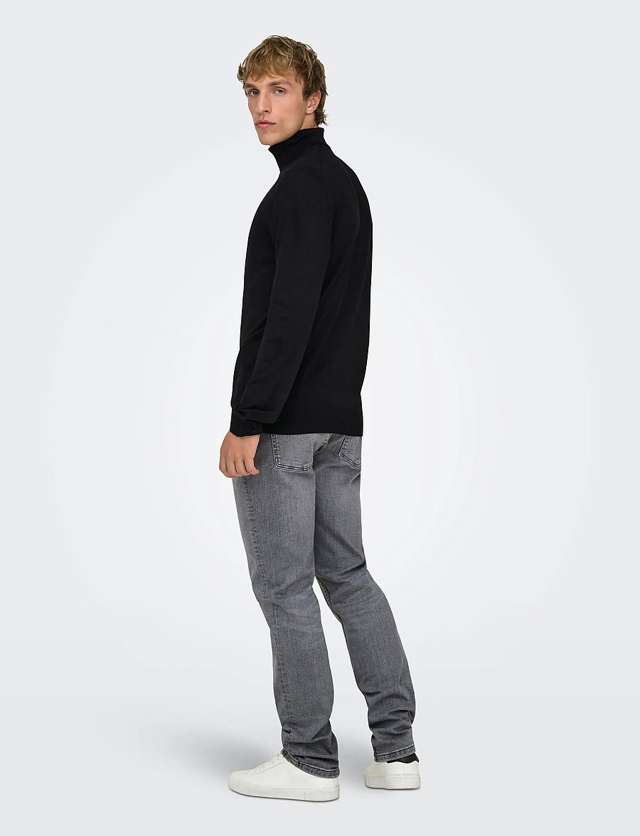 ONLY & SONS - ONSWYLER REG 14 ROLL KNIT NOOS - rollkragenpullover - black - 3