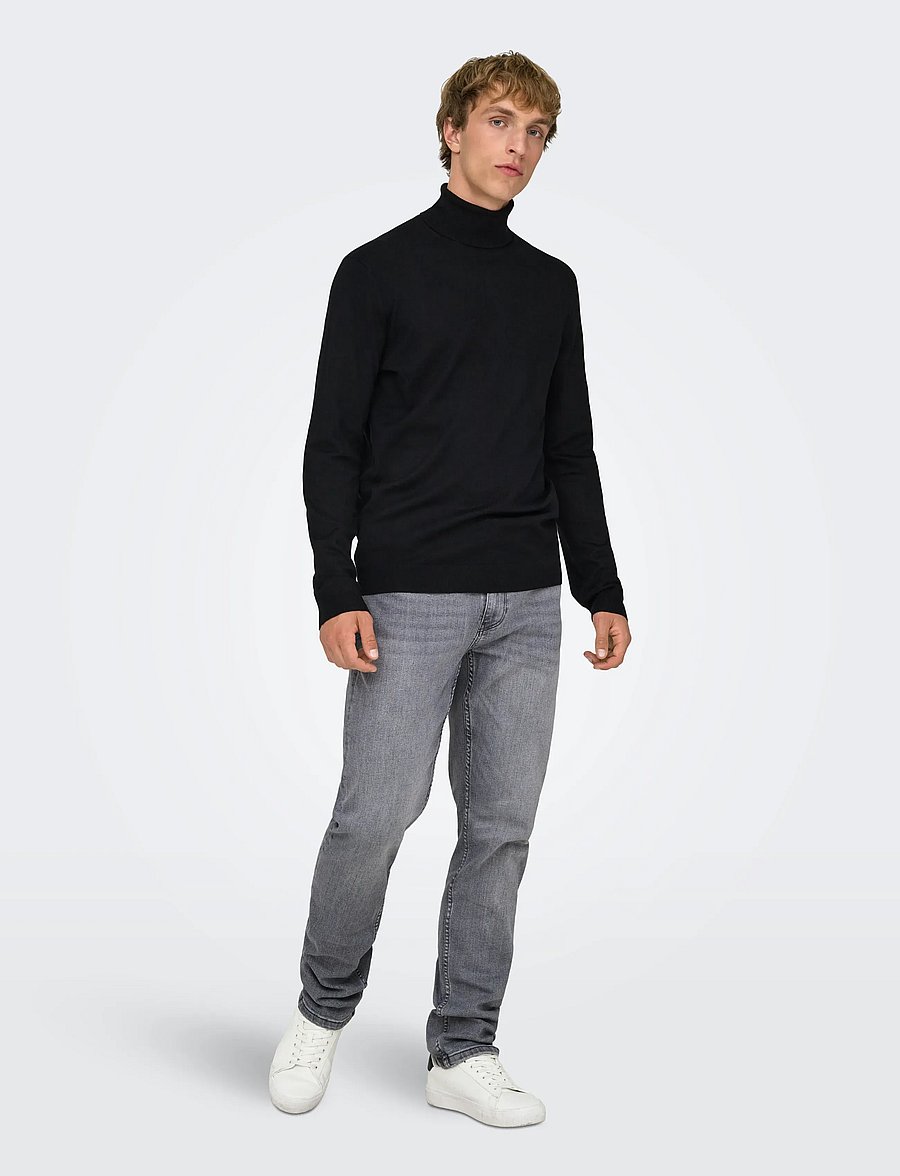 ONLY & SONS - ONSWYLER REG 14 ROLL KNIT NOOS - rollkragenpullover - black - 4