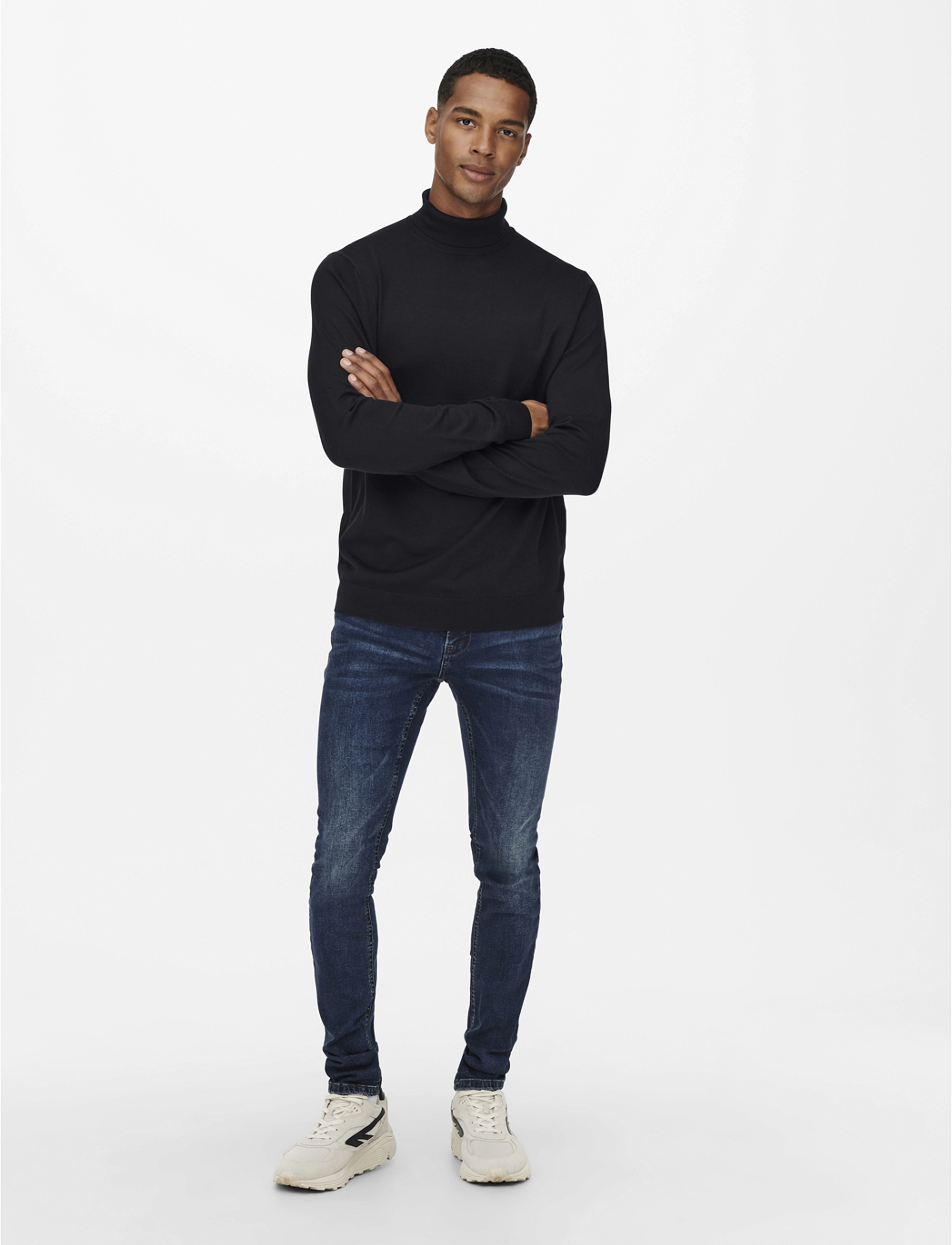 ONLY & SONS - ONSWYLER LIFE REG 14 ROLL KNIT NOOS - rollkragen - black - 4