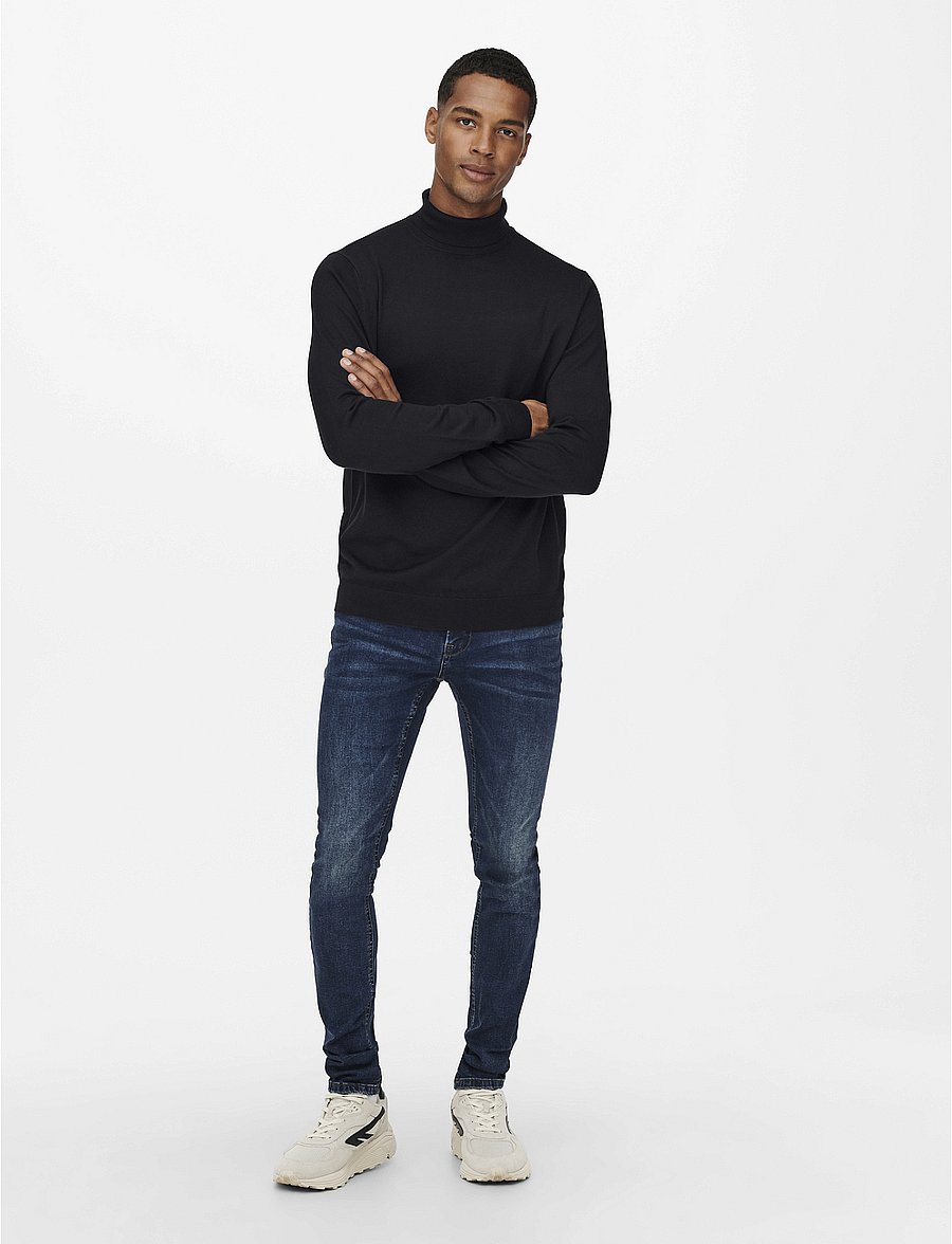 ONLY & SONS - ONSWYLER LIFE REG 14 ROLL KNIT NOOS - rollkragen - black - 4