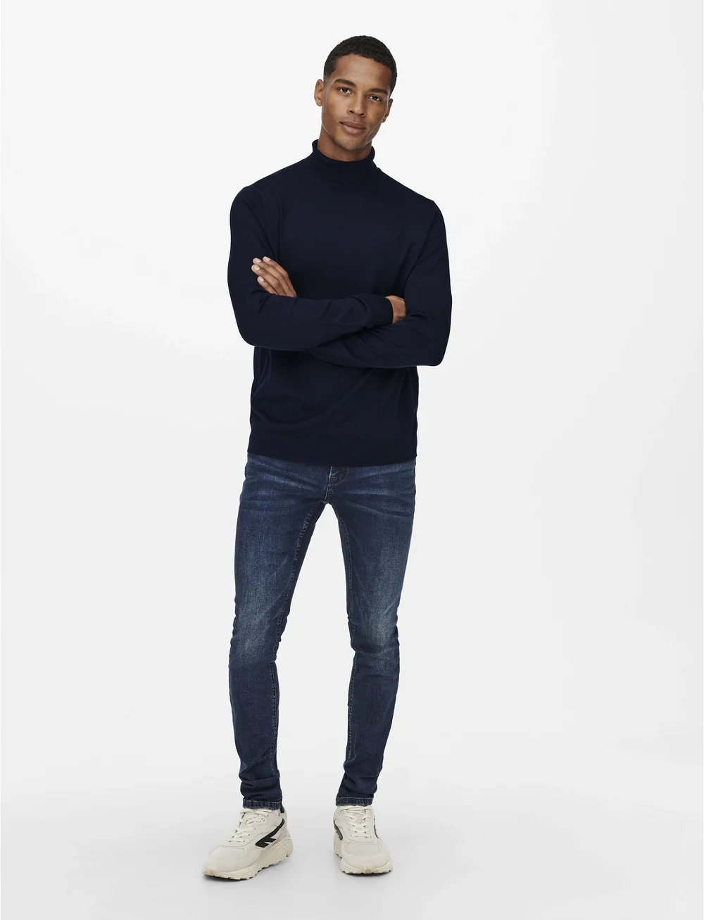 ONLY & SONS - ONSWYLER LIFE REG 14 ROLL KNIT NOOS - rollkragen - dark navy - 4