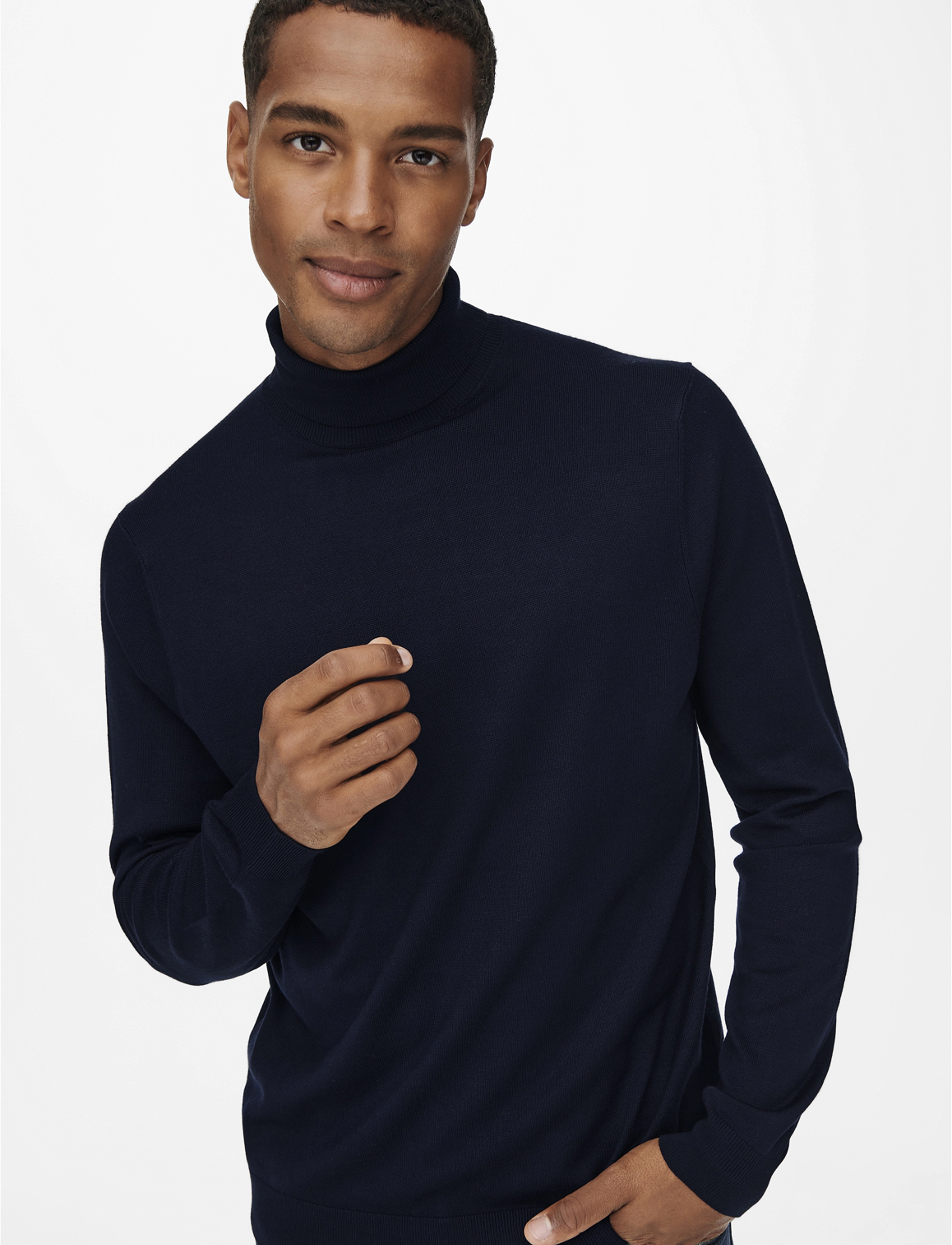 ONLY & SONS - ONSWYLER LIFE REG 14 ROLL KNIT NOOS - rullekraver - dark navy - 5