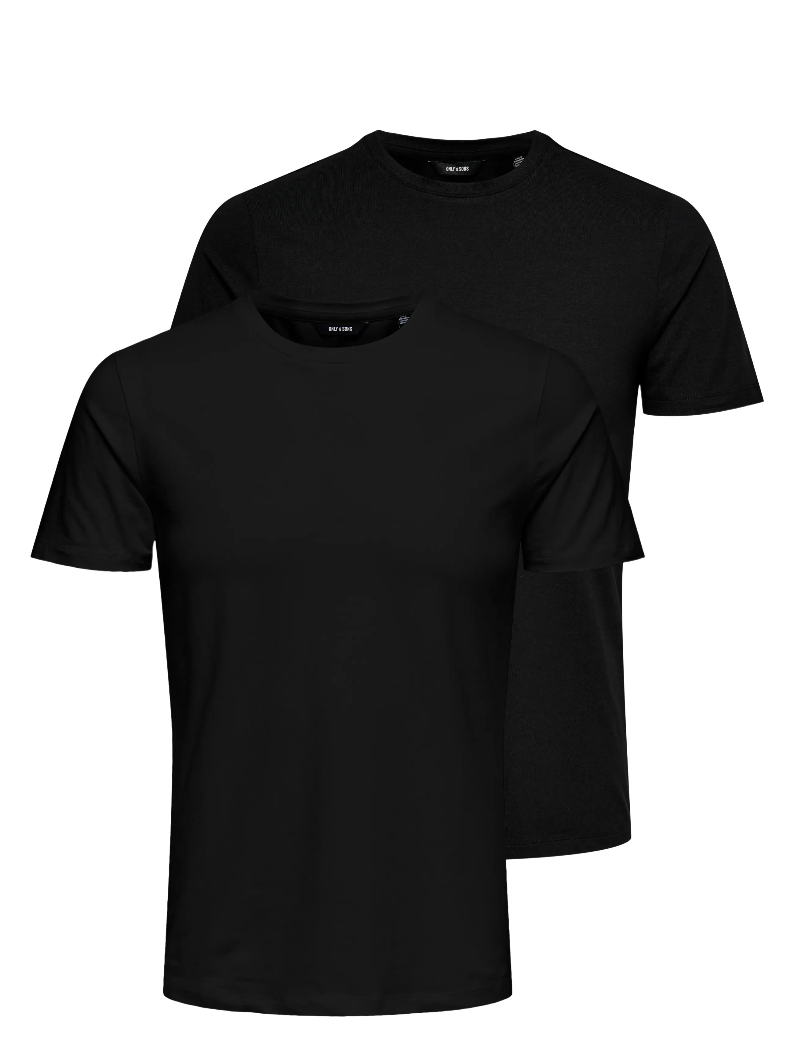 ONLY & SONS Onsbasic Slim O-Neck 2-Pack Noos Schwarz - XL - Herren