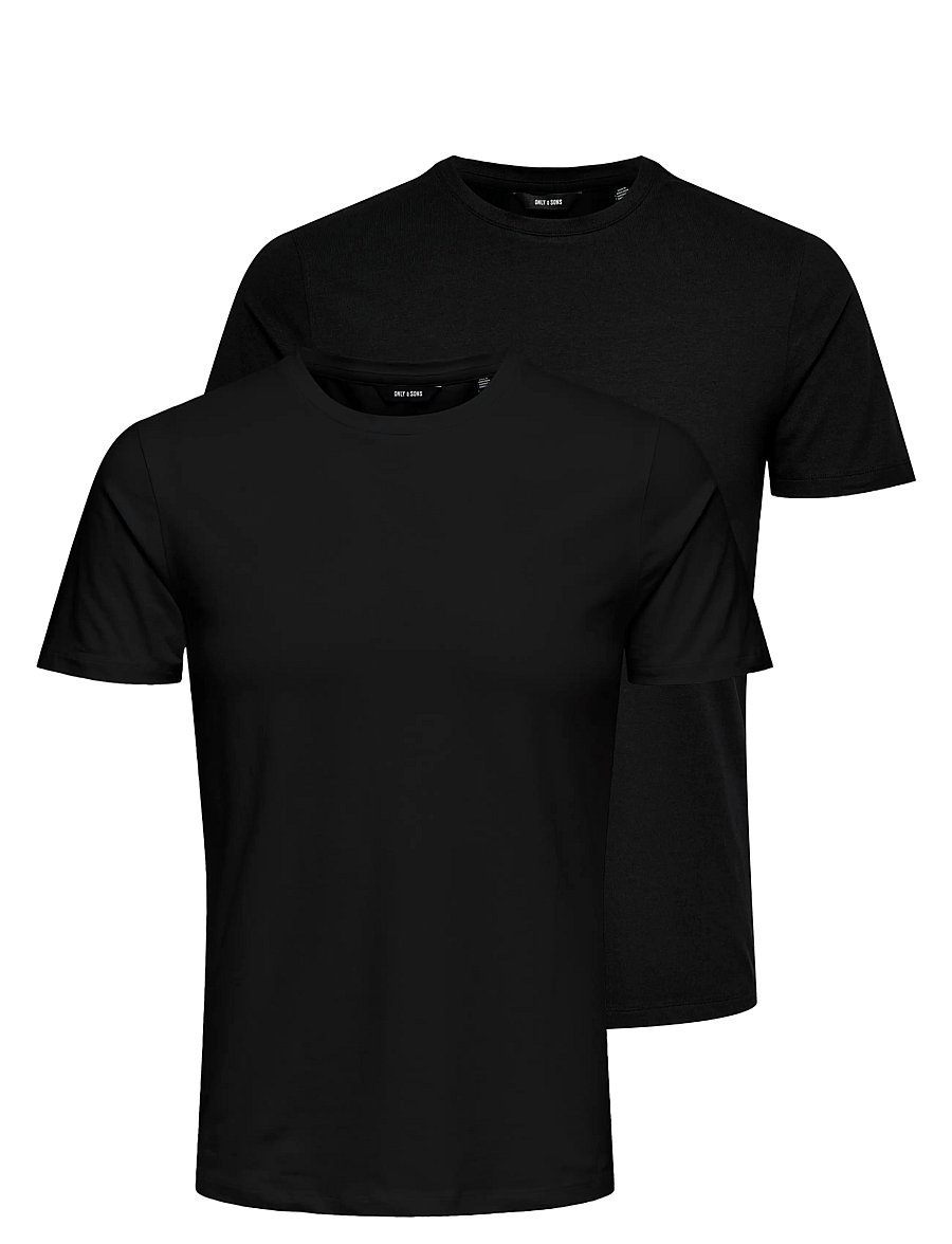 ONLY & SONS - ONSBASIC SLIM O-NECK 2-PACK NOOS - t-shirts im multipack - black - 1
