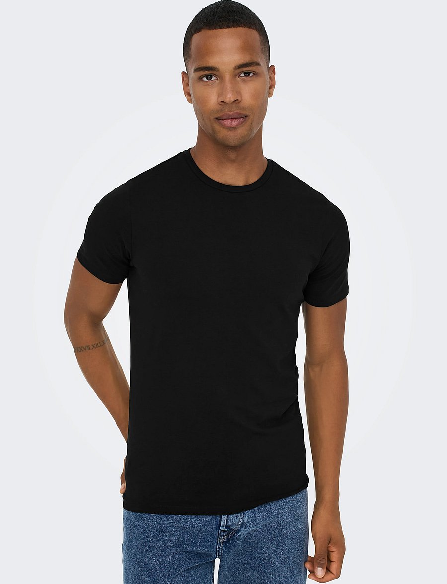 ONLY & SONS - ONSBASIC SLIM O-NECK 2-PACK NOOS - t-shirts im multipack - black - 4