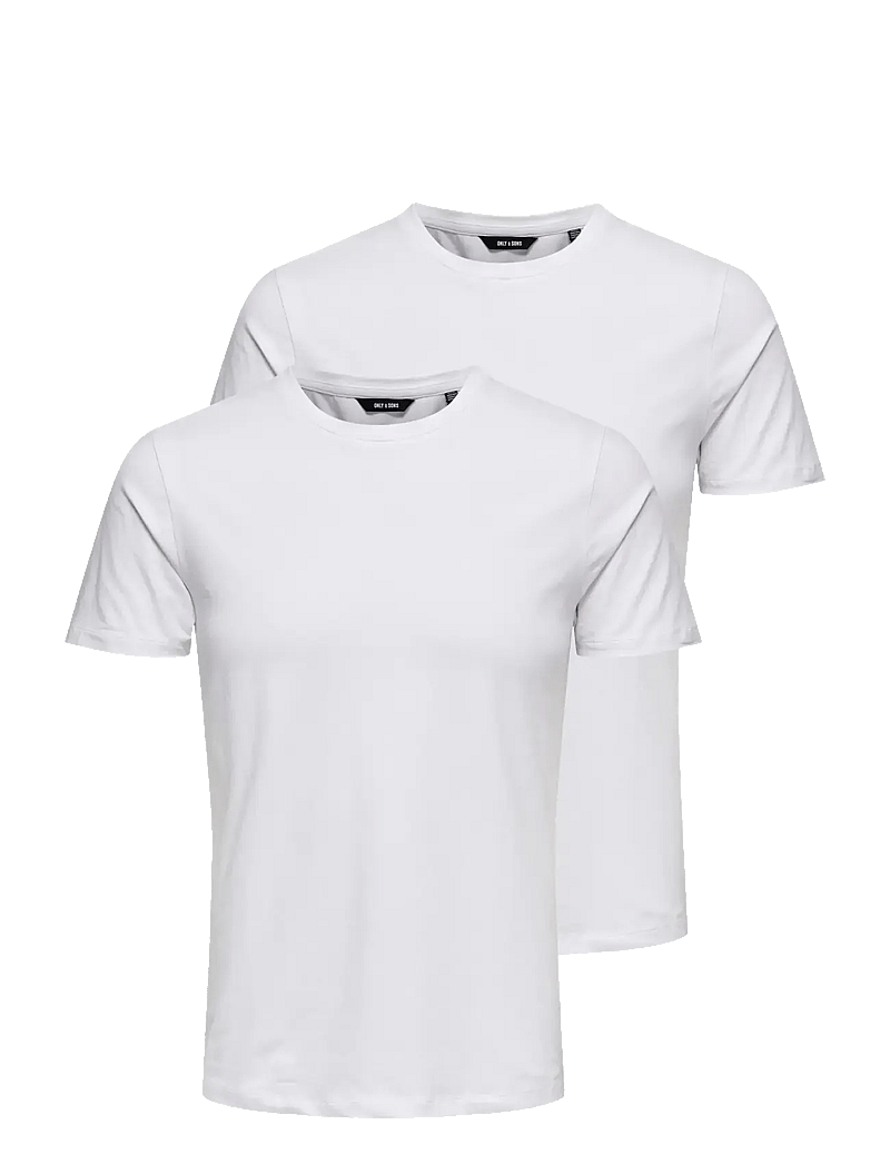 ONLY & SONS - ONSBASIC SLIM O-NECK 2-PACK NOOS - multipack t-shirts - white - 1
