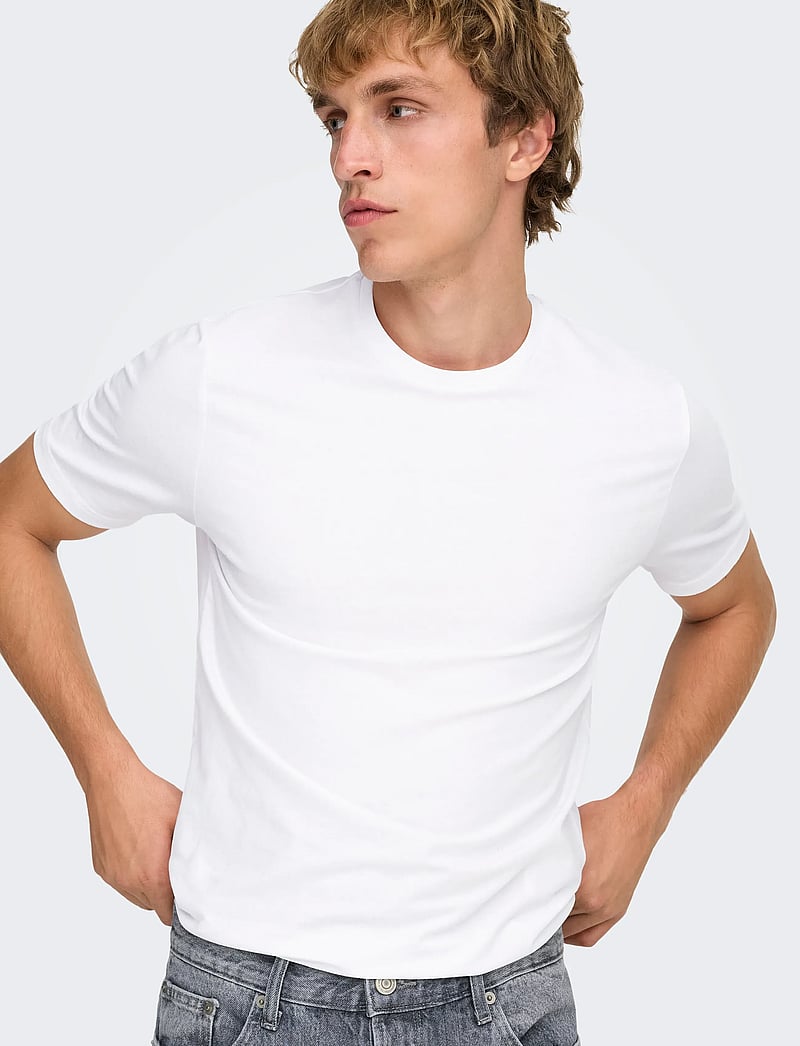 ONLY & SONS - ONSBASIC SLIM O-NECK 2-PACK NOOS - t-shirts im multipack - white - 5