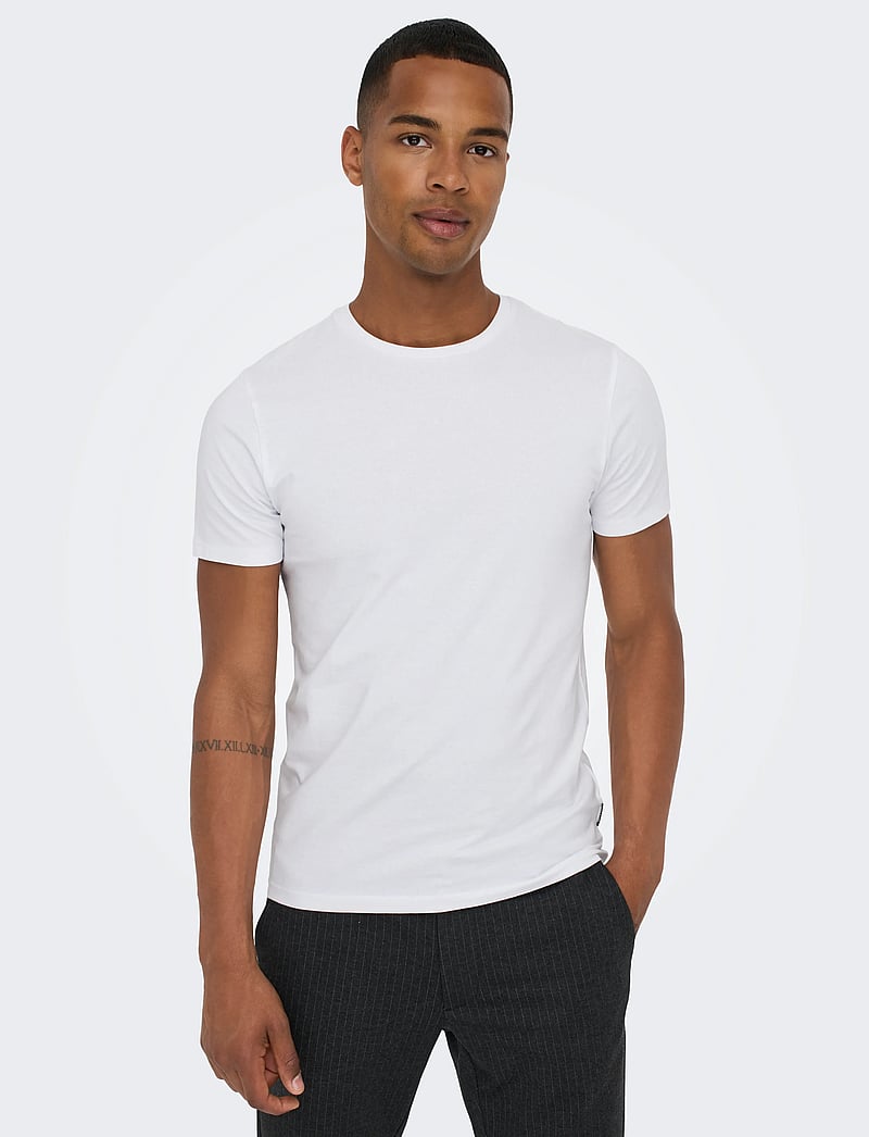 ONLY & SONS - ONSBASIC SLIM O-NECK 2-PACK NOOS - multipack t-shirts - white - 5