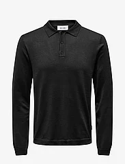 ONLY & SONS - ONSWYLER LIFE LS POLO KNIT - trikotažiniai polo marškinėliai - black - 0