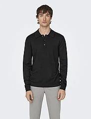 ONLY & SONS - ONSWYLER LIFE LS POLO KNIT - trikotažiniai polo marškinėliai - black - 2